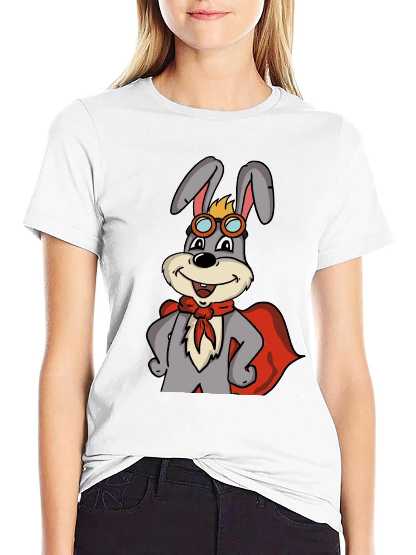 Black Superhero Rabbit T-Shirt view 9