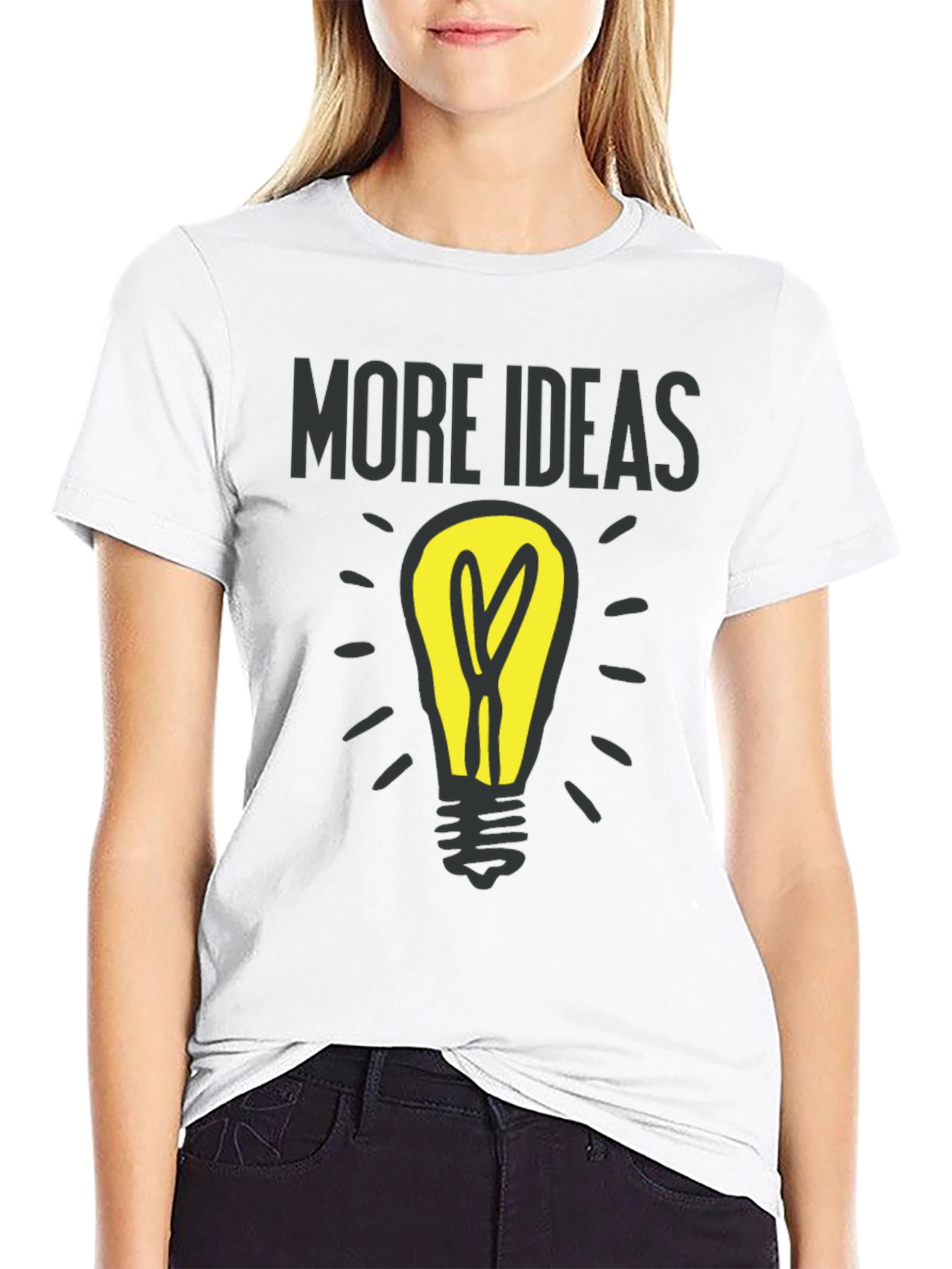 Black More Ideas Light Bulb Graphic T-Shirt view 9