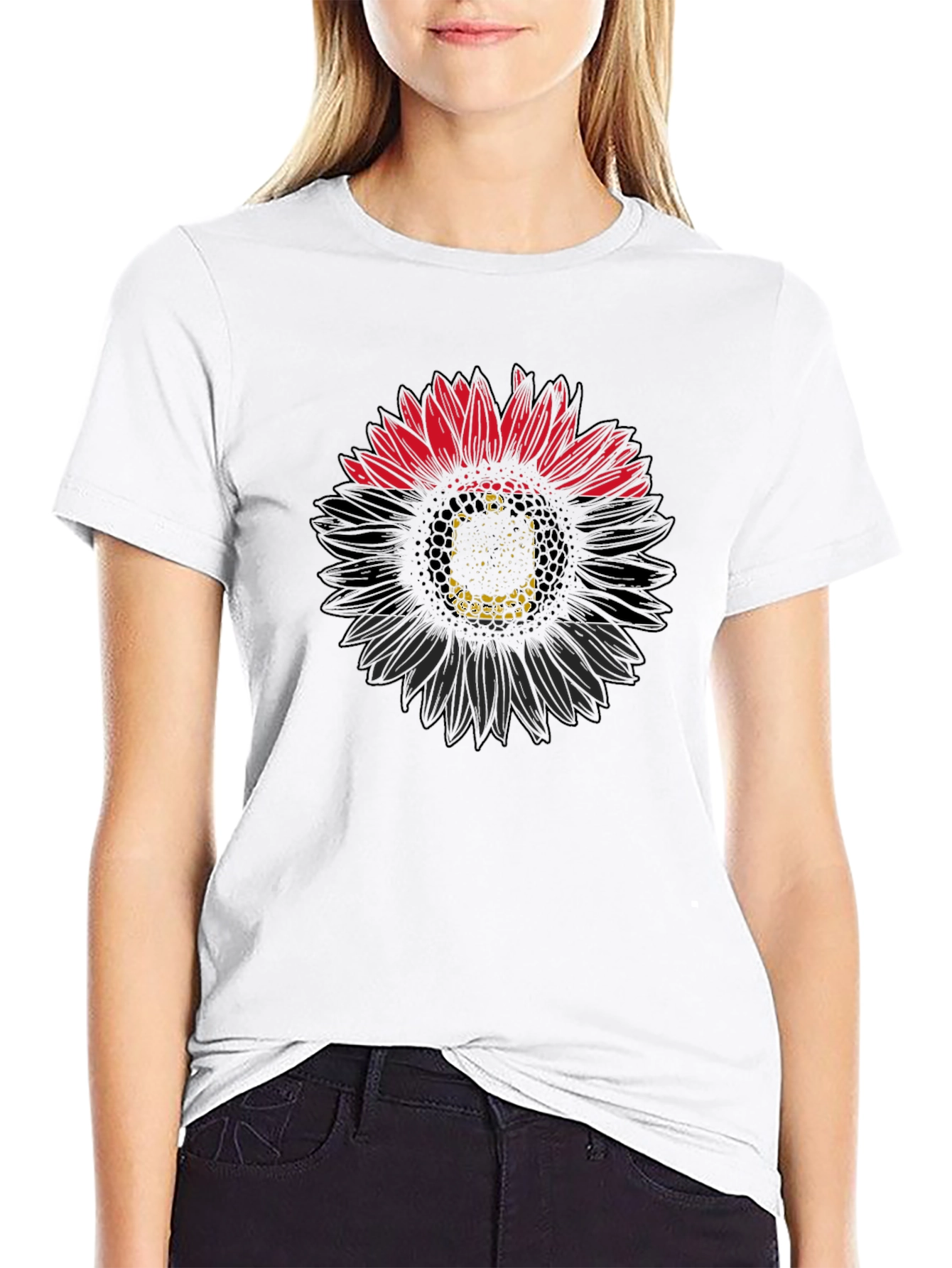Black Sunflower Graphic Tee - Modern Casual Style view 9