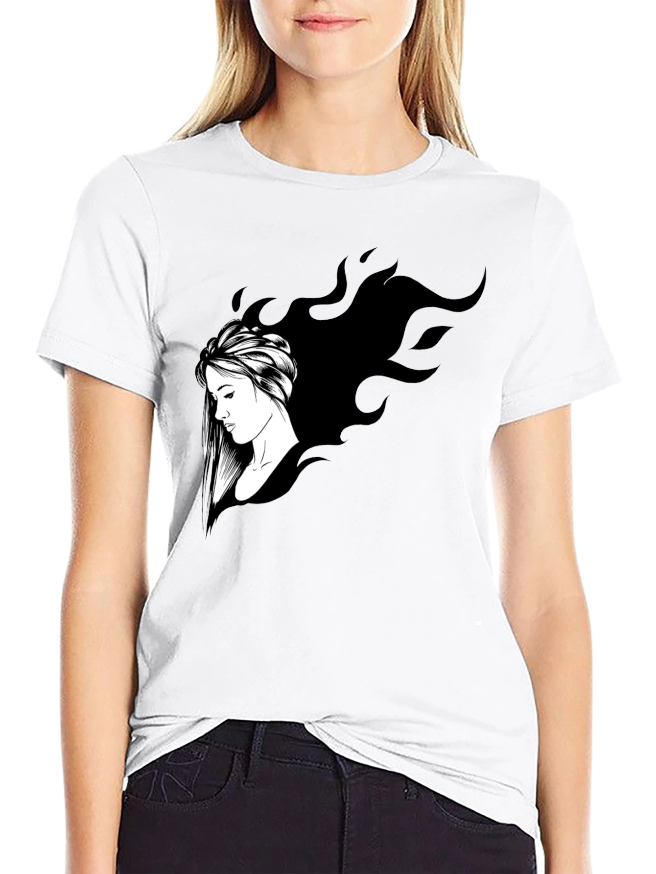Black Stylish Black Graphic T-Shirt - Woman Design view 9
