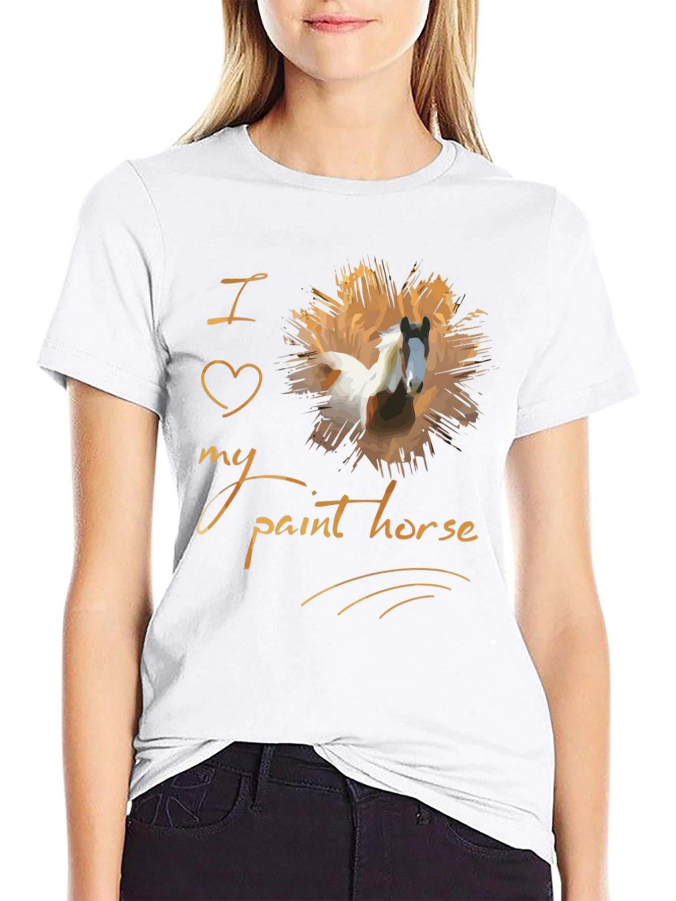 Black I Love My Paint Horse T-Shirt - Unisex Graphic Tee view 9