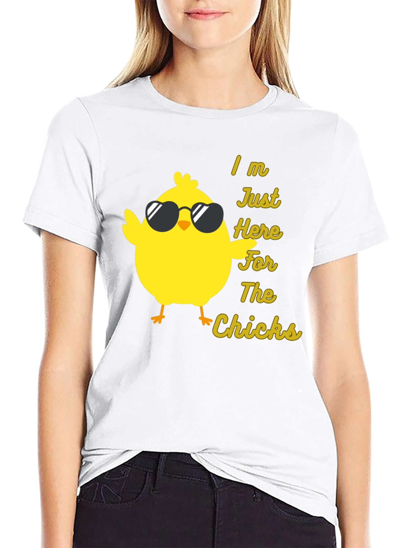 Black Funny Chicken T-Shirt - I'm Just Here for the Chicks view 9