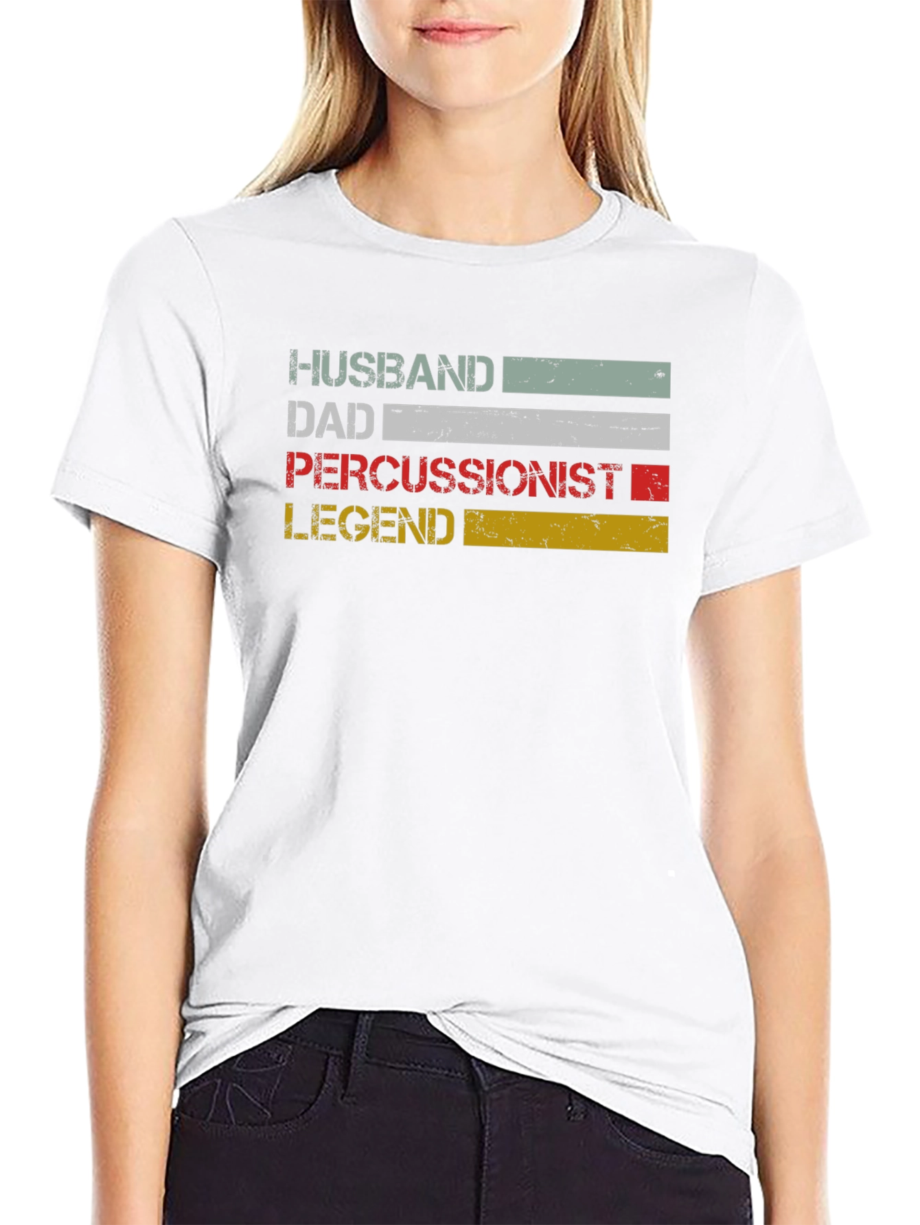 Black Husband Dad Percussionist Legend T-Shirt view 9