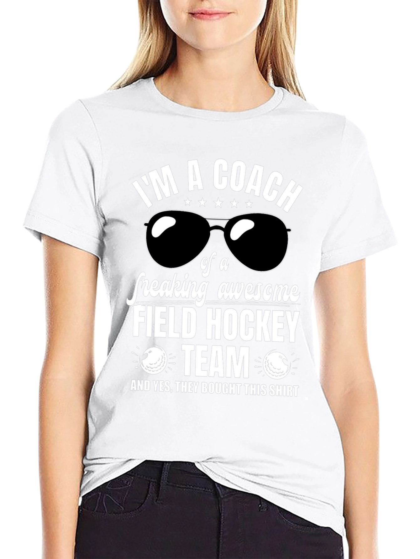 Black Field Hockey Coach T-Shirt - Awesome Team Gift view 9