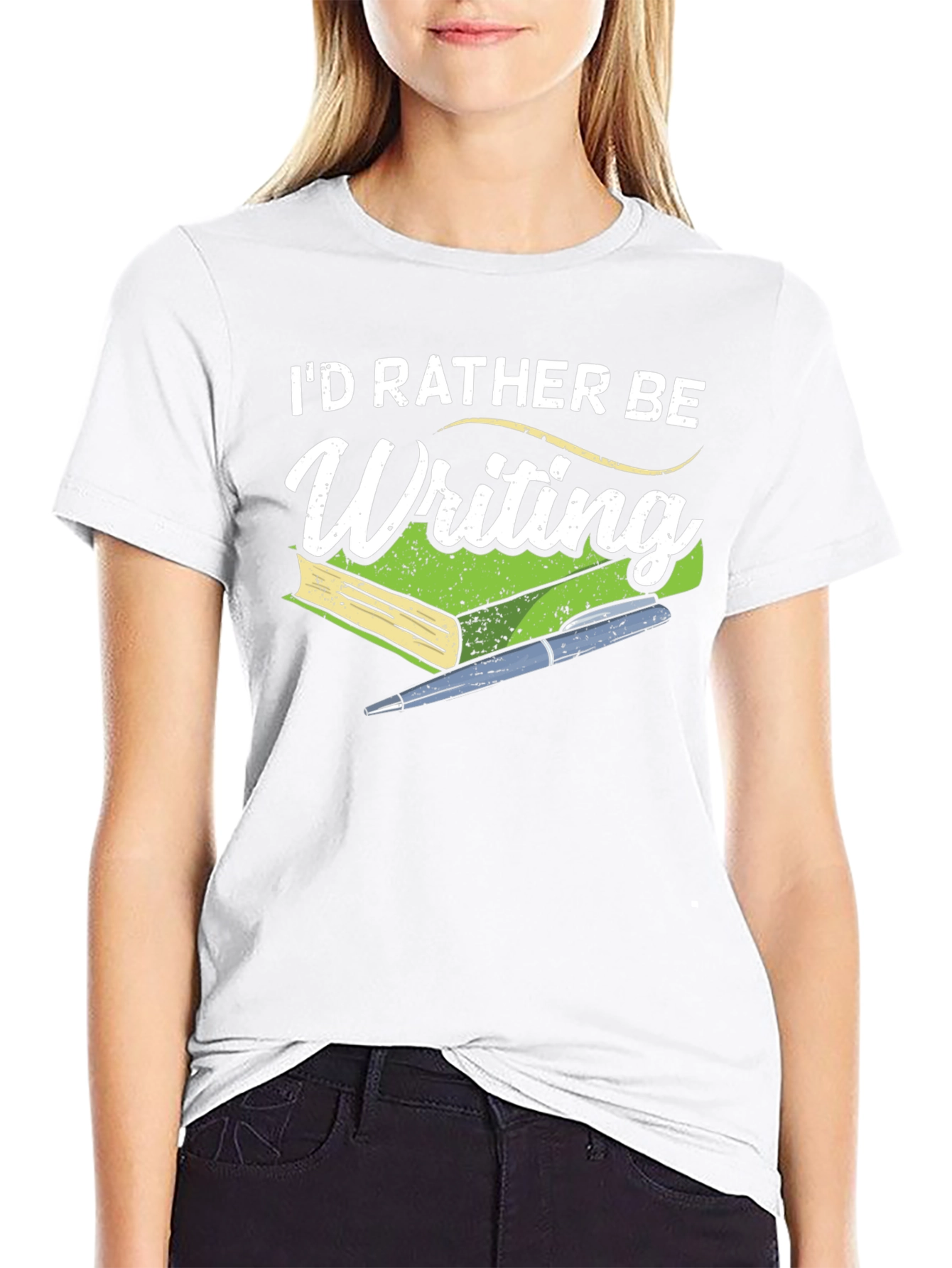 Black I'd Rather Be Writing T-Shirt - Book Lover Tee view 9