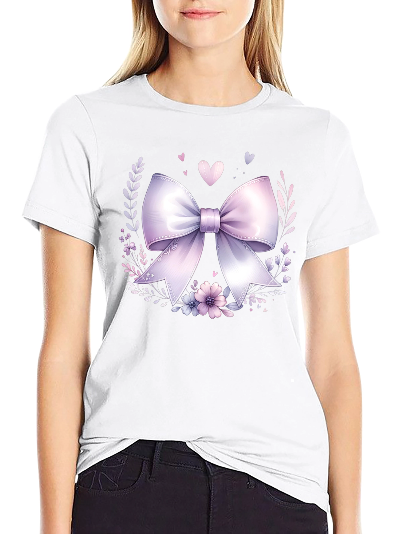 Floral Bow Graphic Tee - Stylish Casual Wear - 9