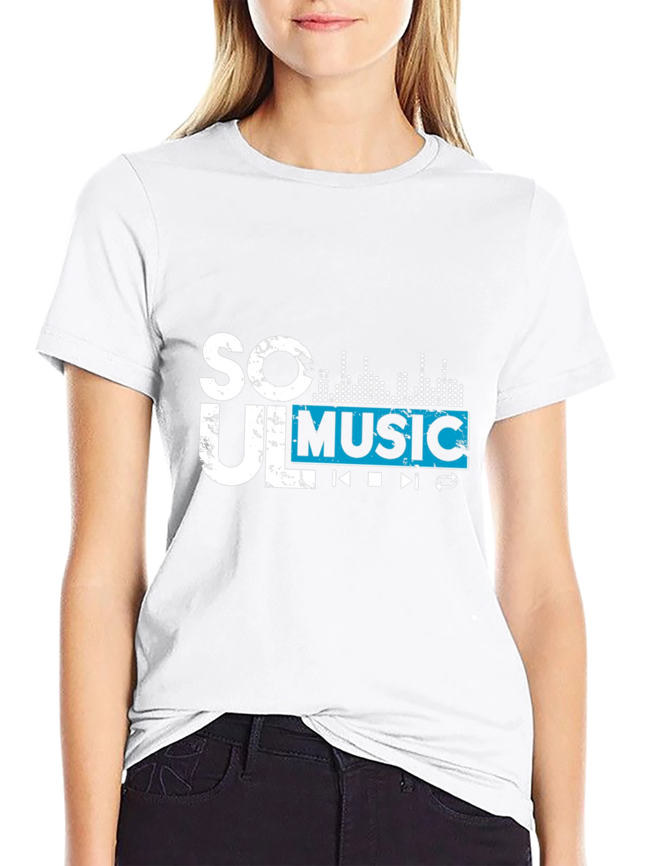 Black Soul Music Graphic Tee - Black Short Sleeve Casual Shirt view 9