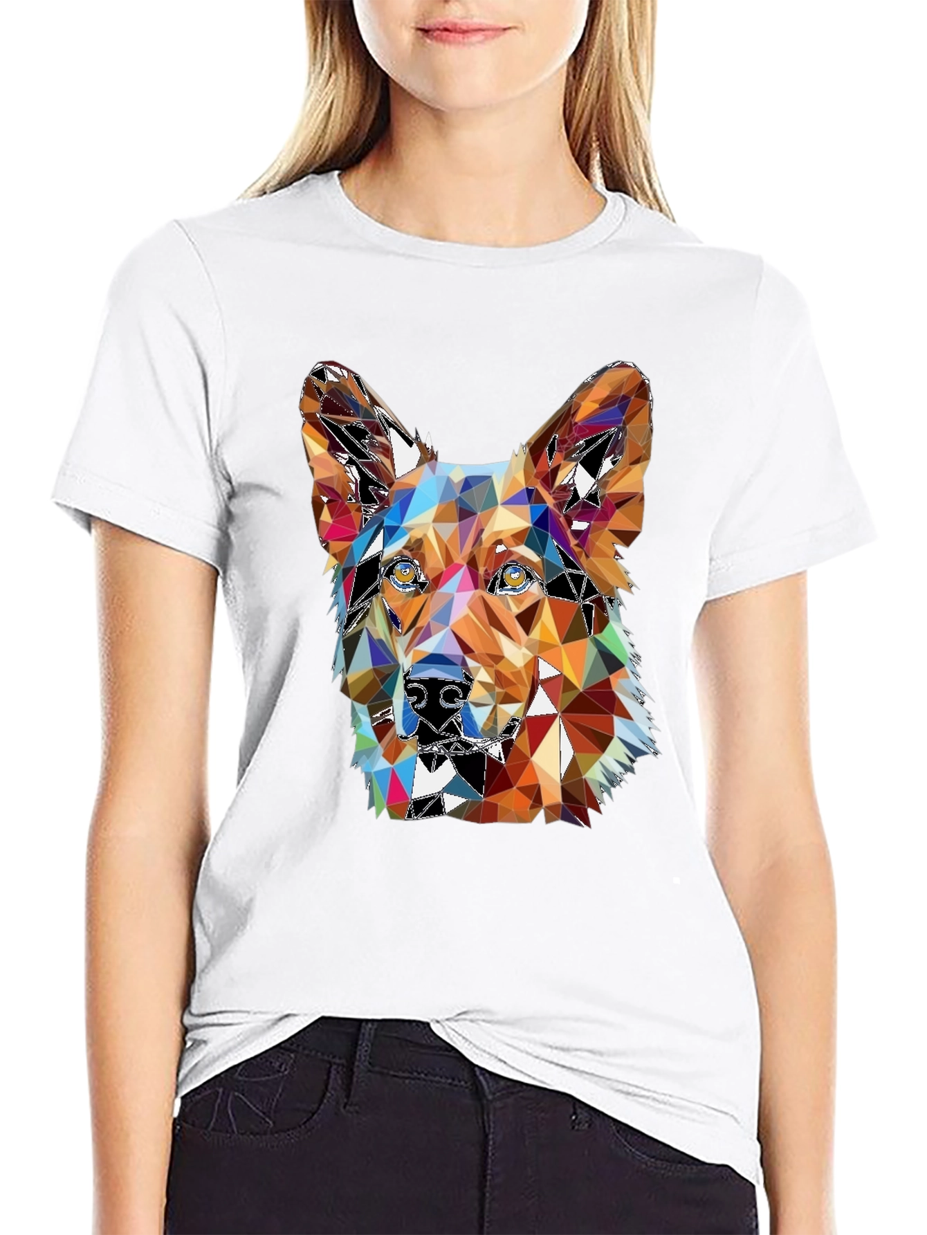 Black Geometric Dog T-Shirt - Artistic Graphic Tee view 9
