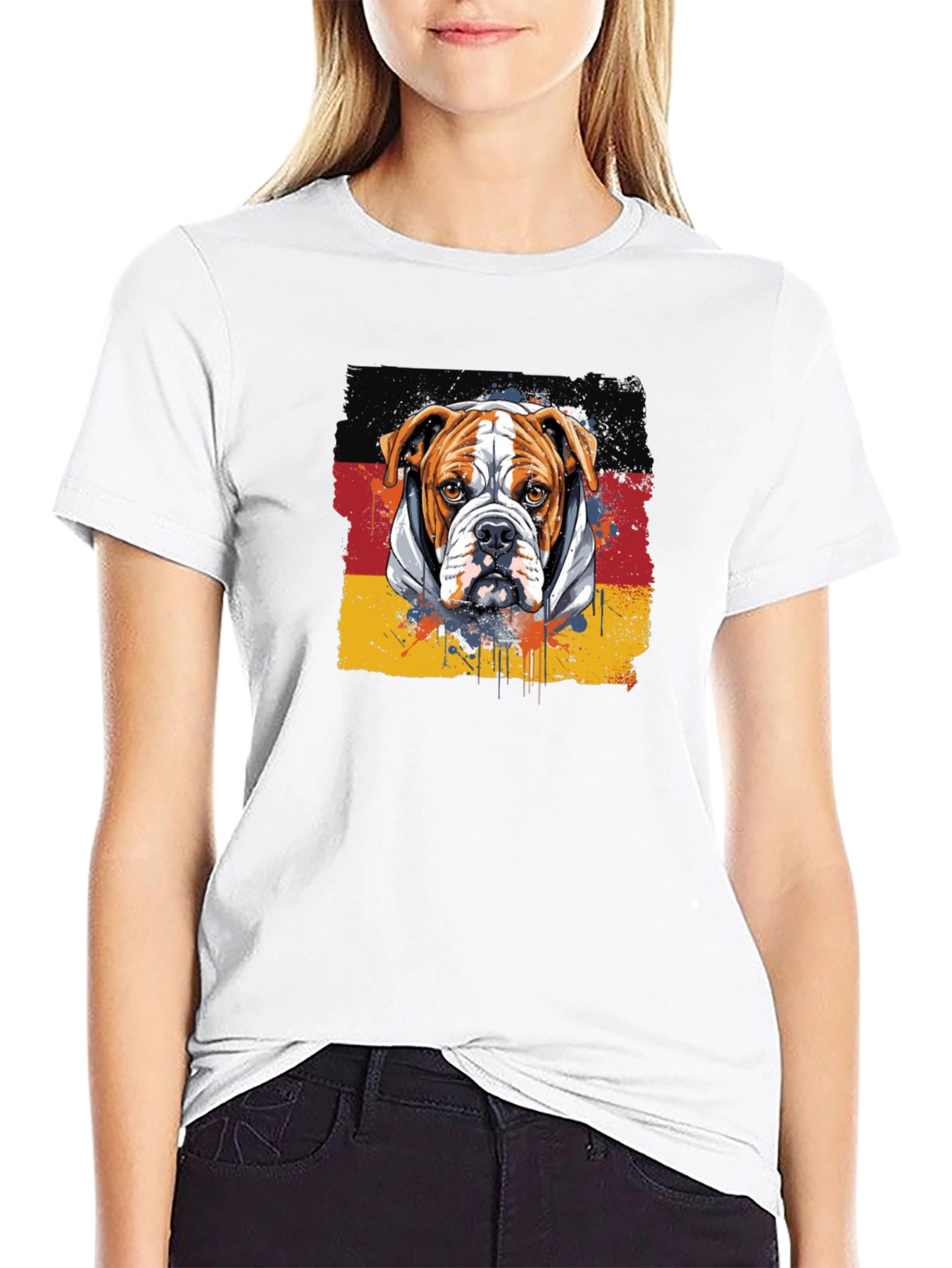Black Bulldog Germany Flag Graphic T-Shirt view 9