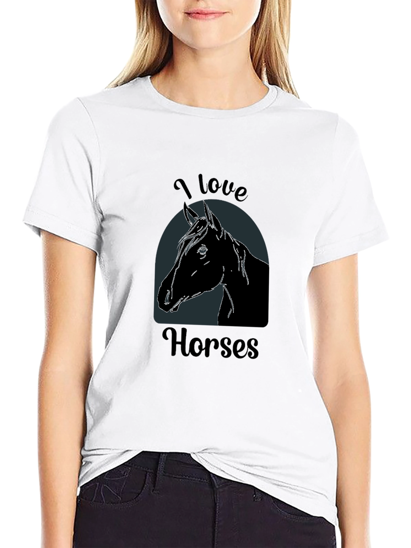 Black I Love Horses Black T-Shirt - Equestrian Tee view 9