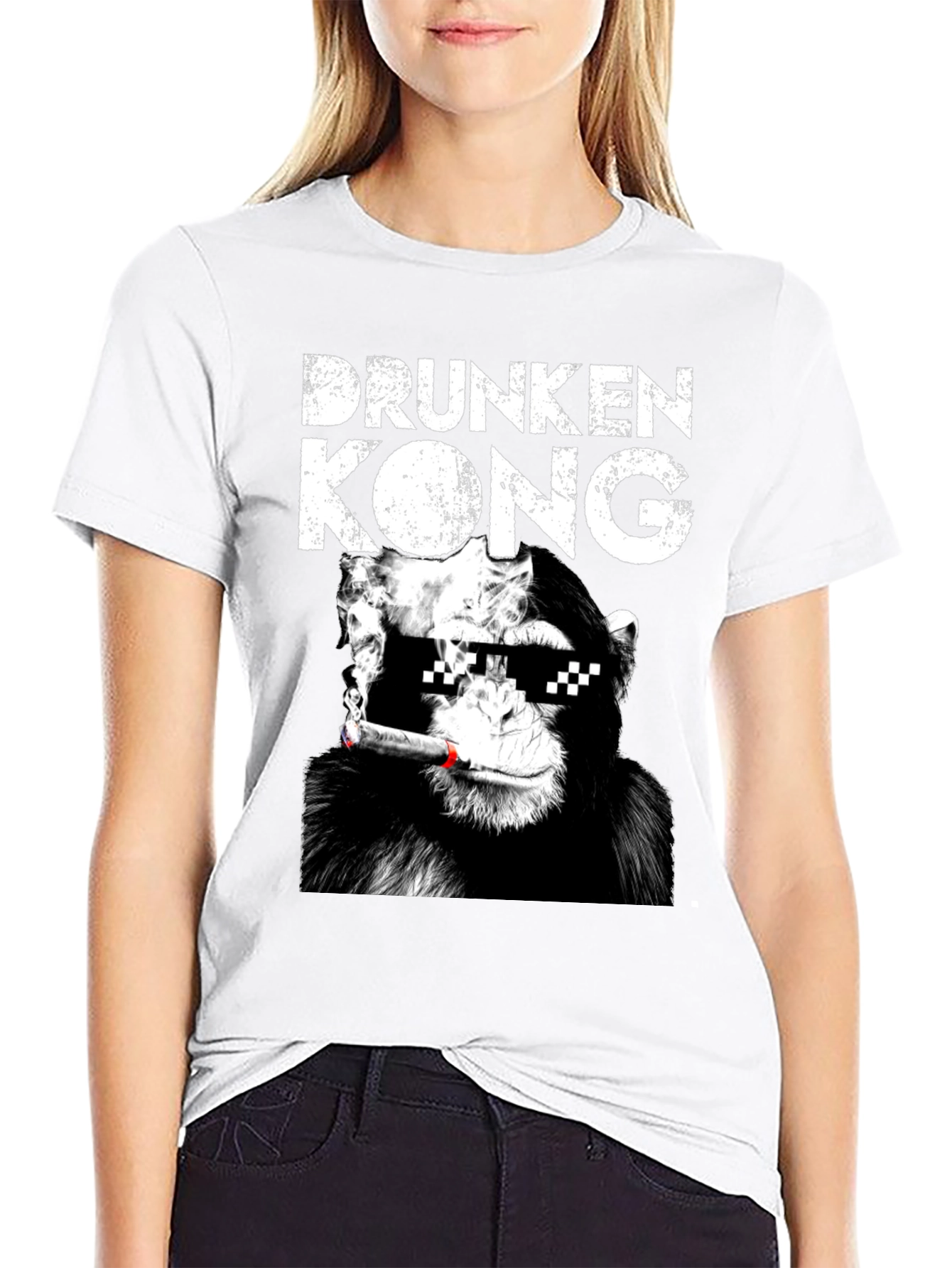 Black Drunken Kong Graphic Tee - Funny Monkey T-Shirt view 9