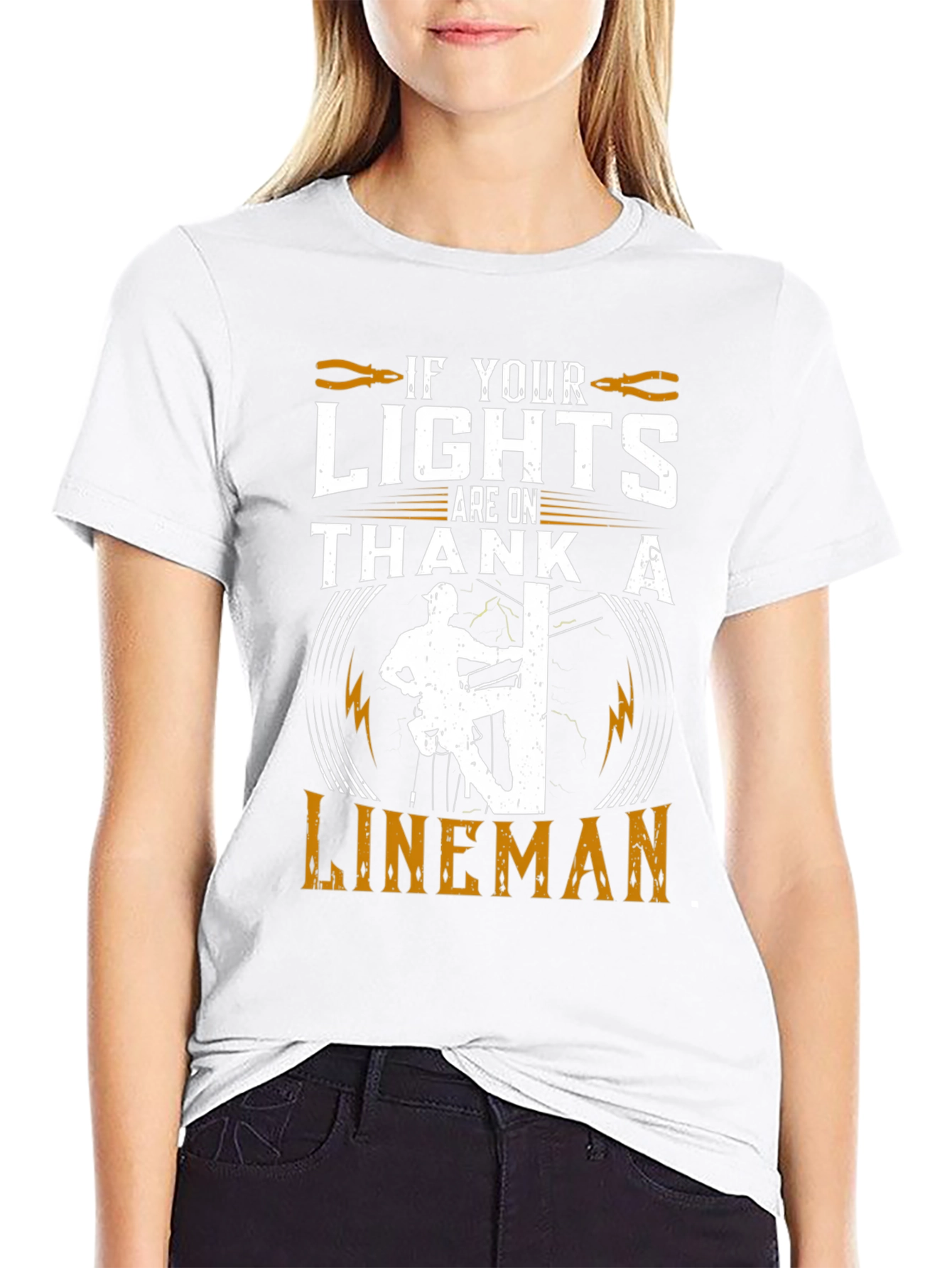 Black Lineman Tribute Graphic Tee - Electrical Worker Pride view 9