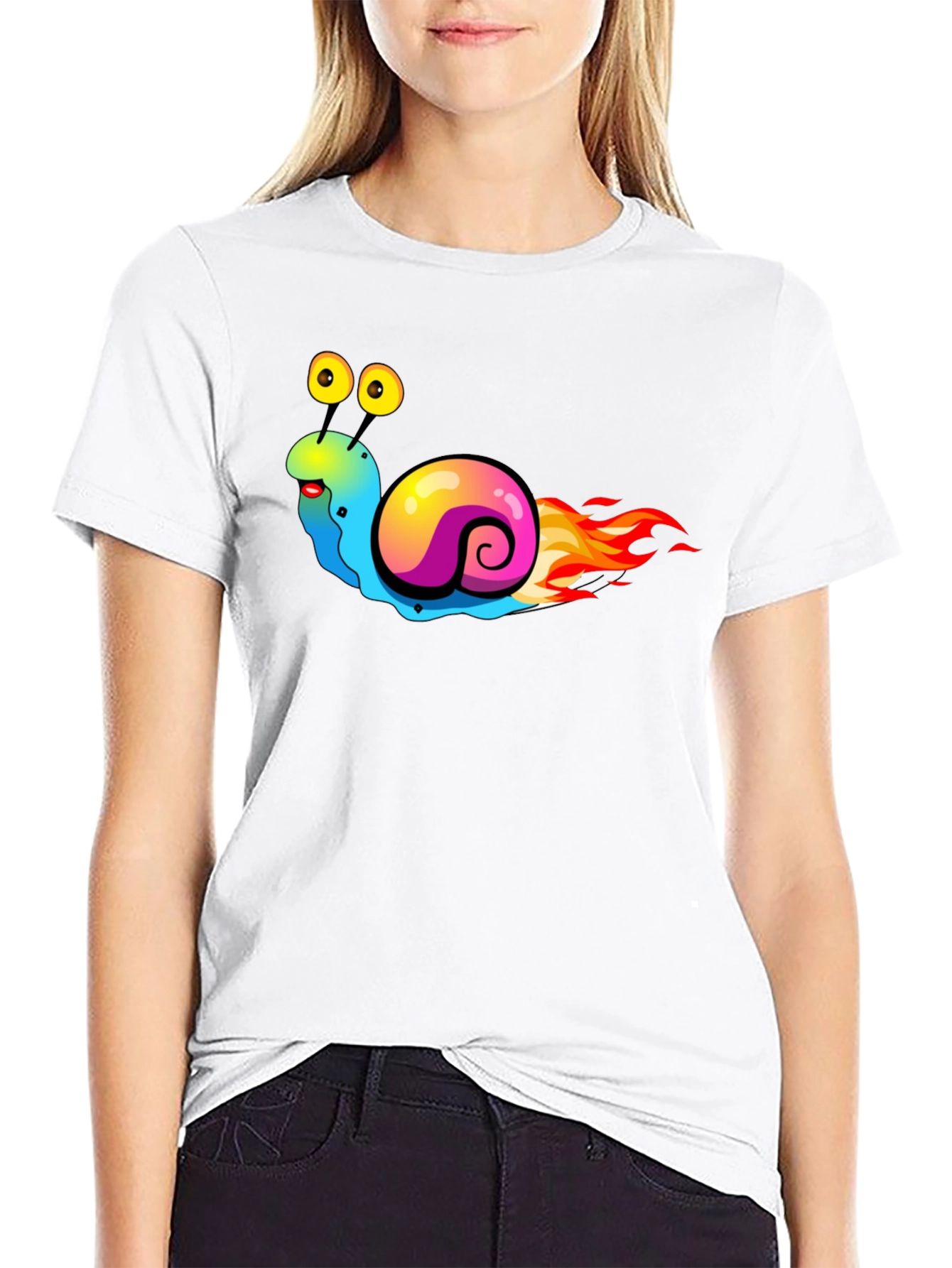 Black Funny Fast Snail Graphic Tee - Black Cotton Shirt view 9