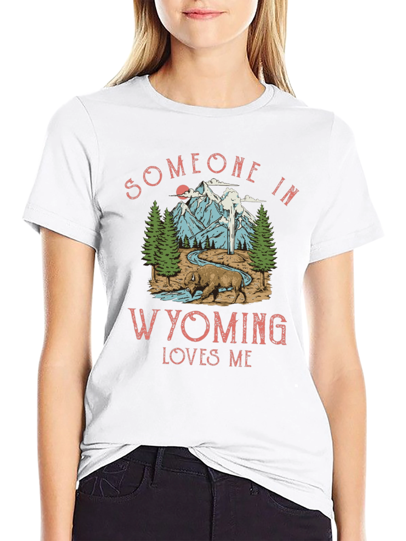 Black Wyoming Loves Me Graphic Tee - Black view 9