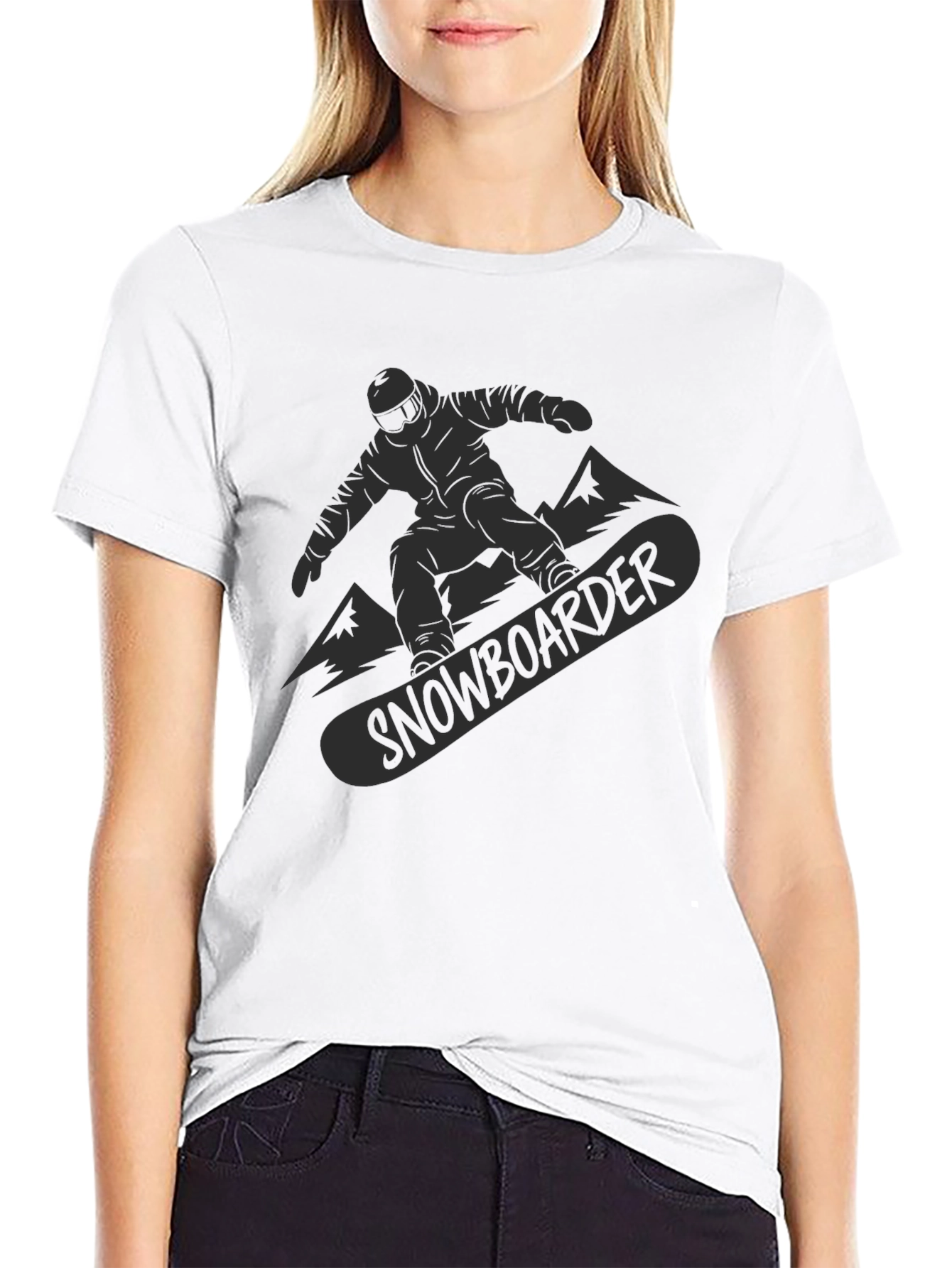 Black Snowboarder Graphic Tee - Black Cotton Comfort view 9