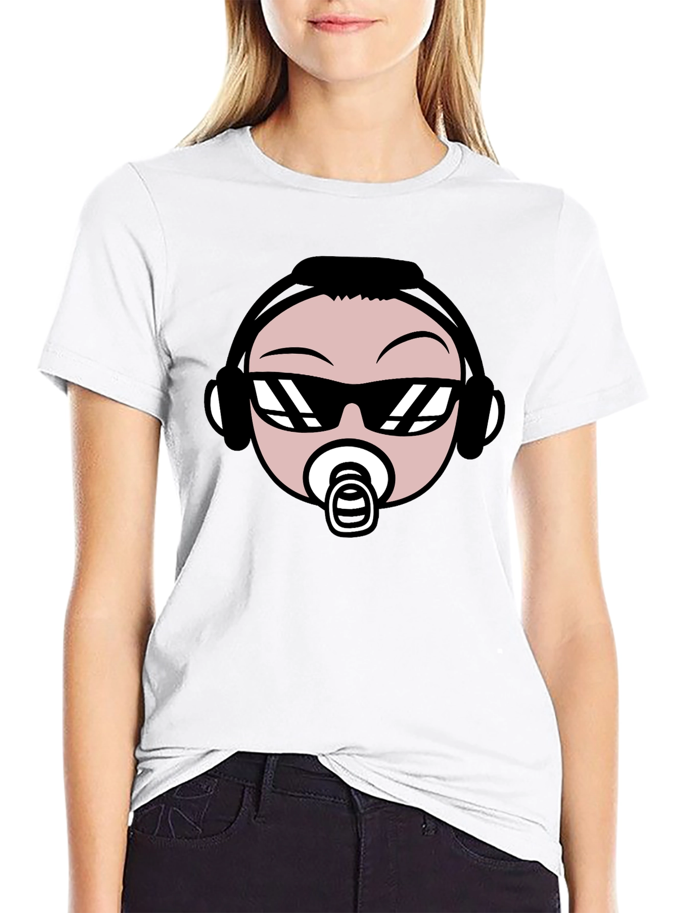 Black Cool Baby DJ T-Shirt - Black Cotton Graphic Tee view 9