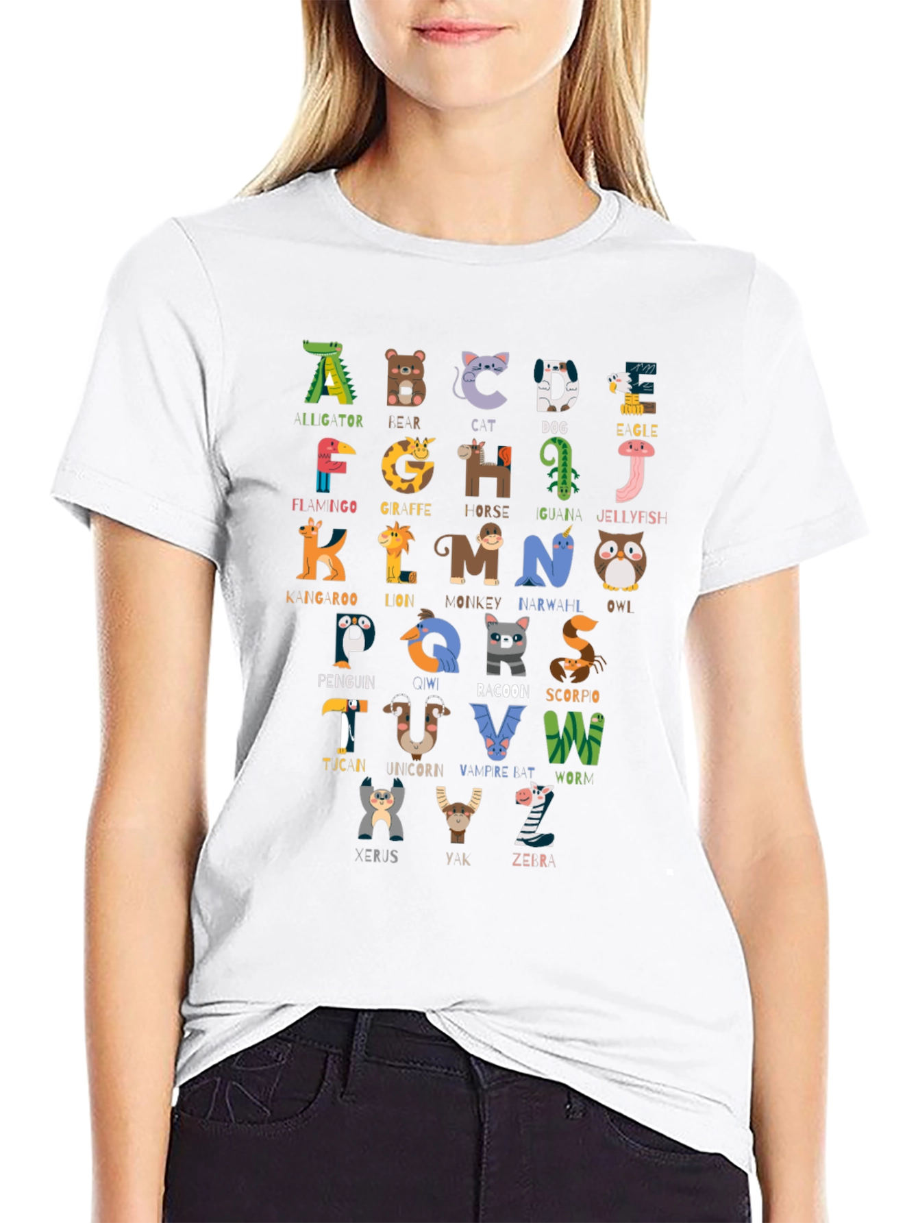 Black Animal Alphabet T-Shirt, Educational ABC Tee view 9