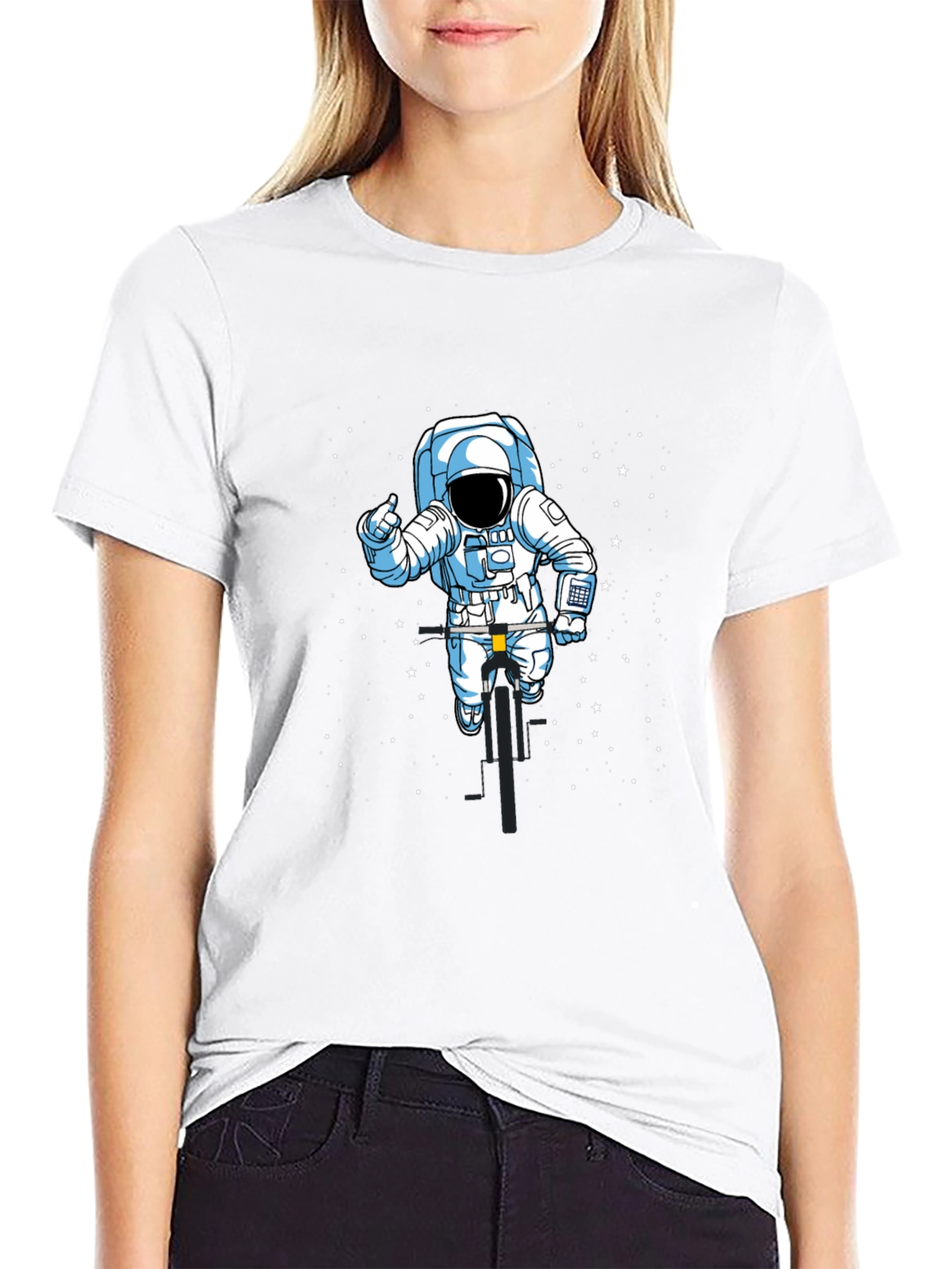 Black Astronaut Biker T-Shirt - Space Ride Tee view 9