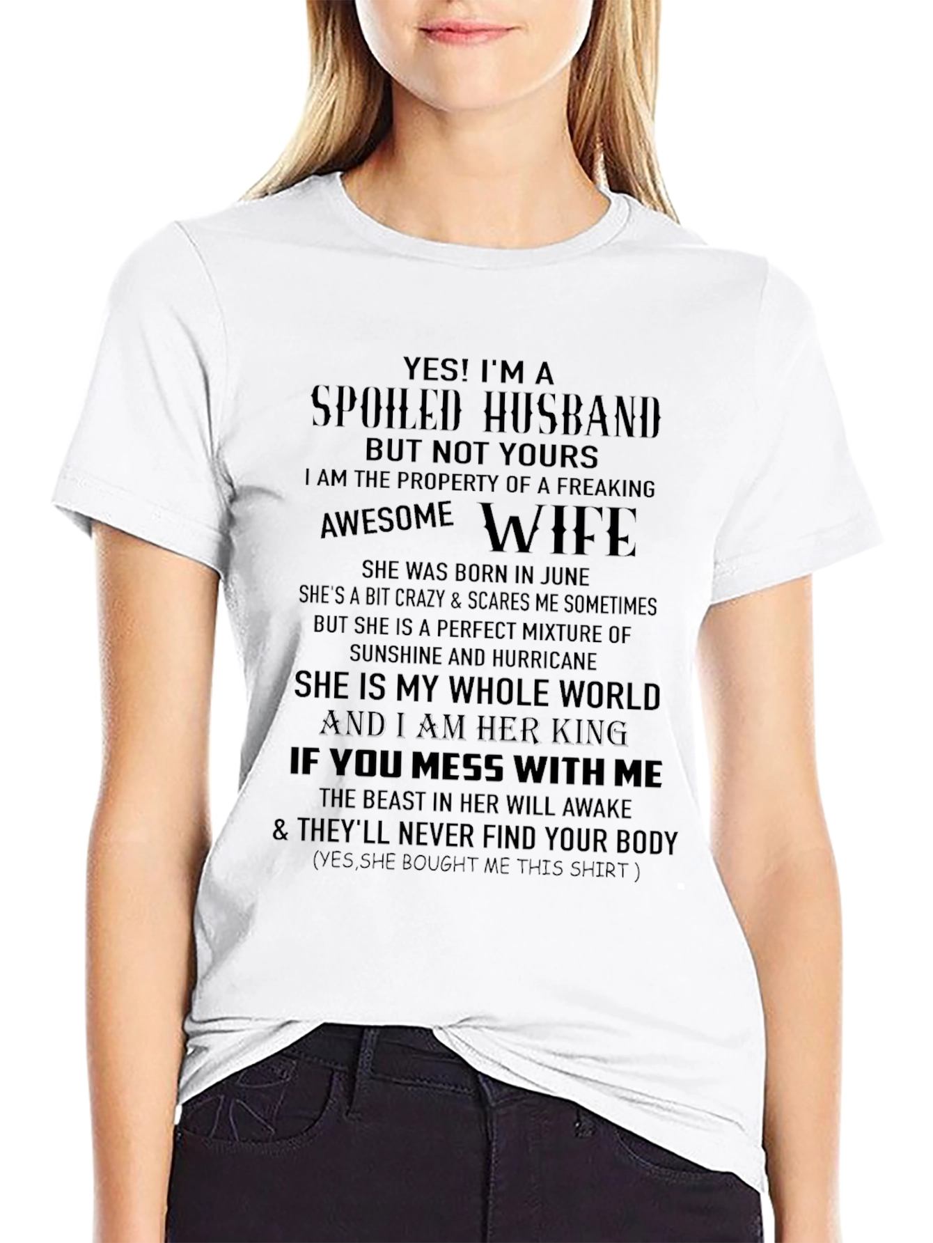 Black Spoiled Husband T-Shirt - Freaking Awesome Wife view 9