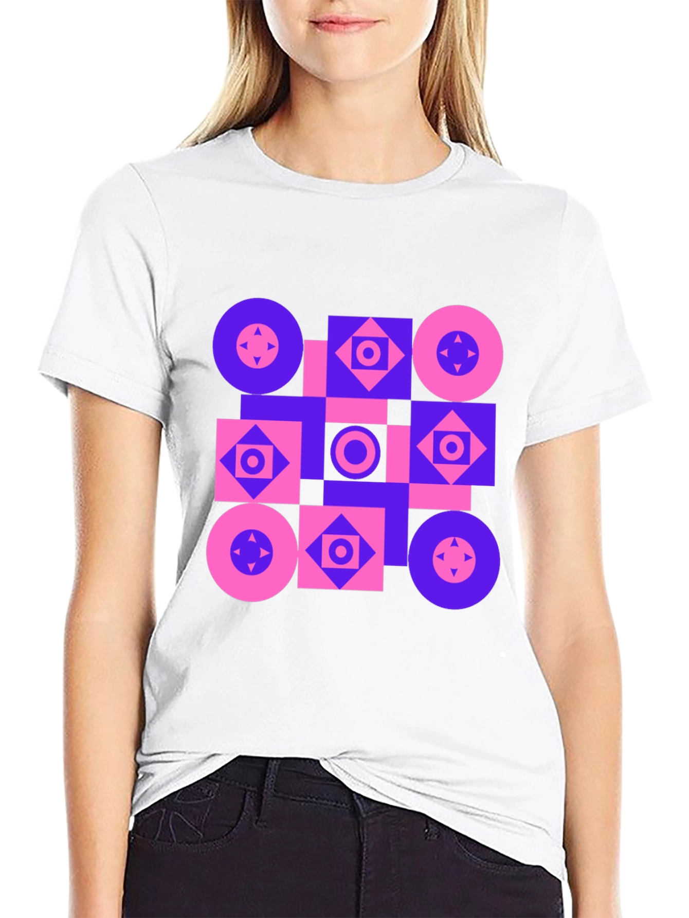 Black Geometric Pattern T-Shirt - Modern Design Tee view 9