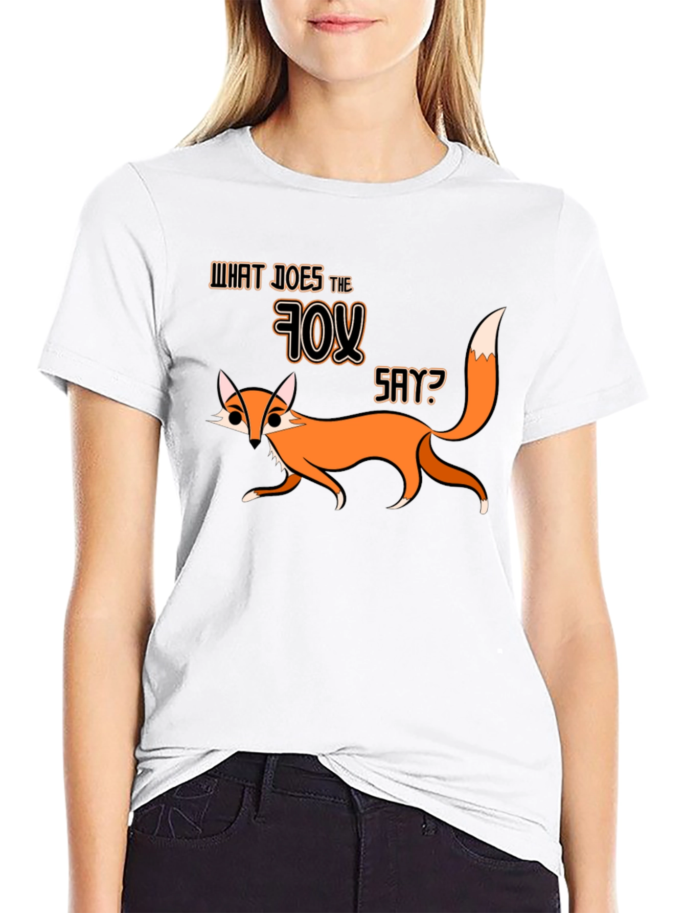 Black What Does The Fox Say Black Graphic T-Shirt view 9