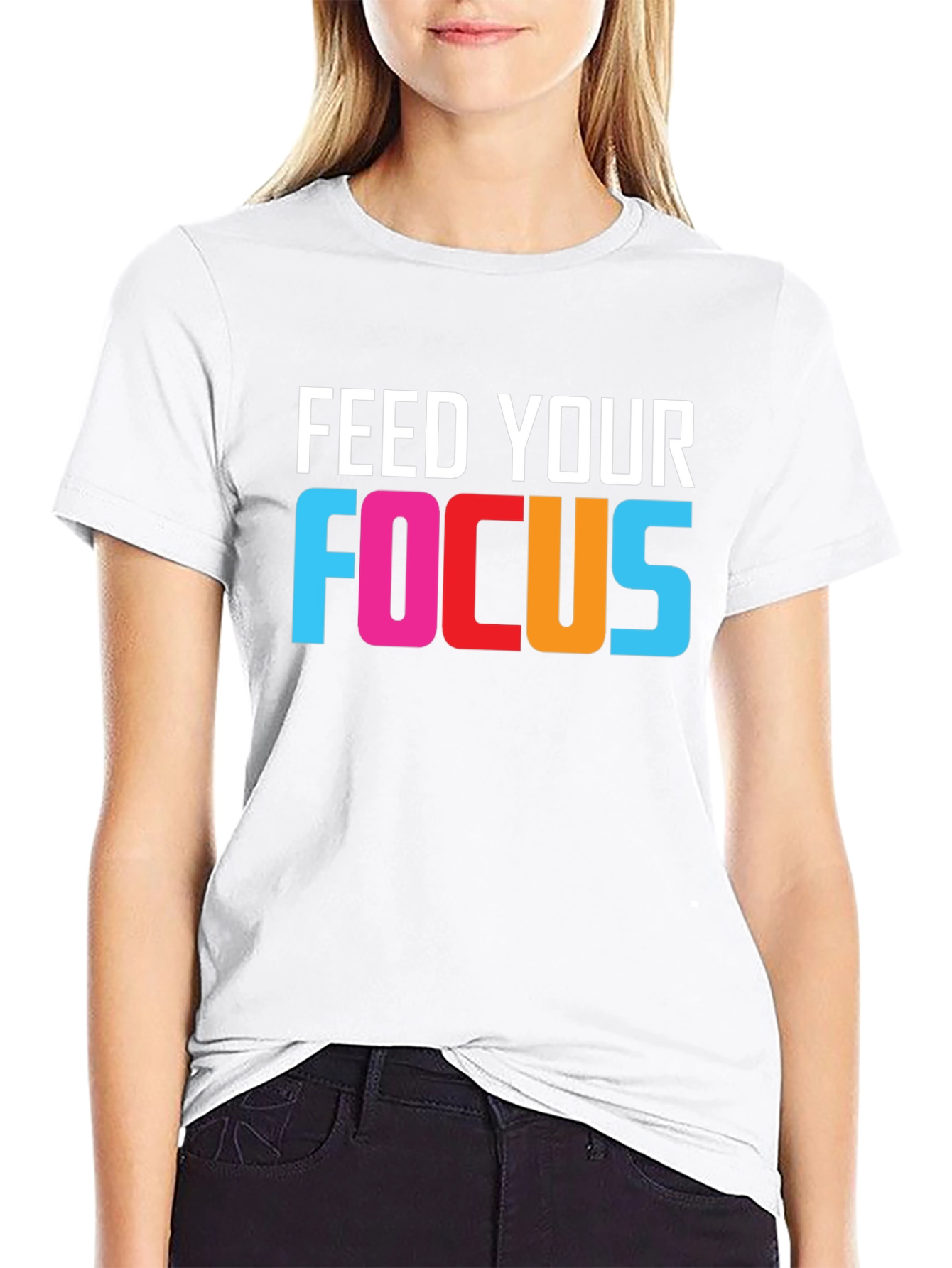 Black Feed Your Focus Graphic Tee - Motivational T-Shirt view 9