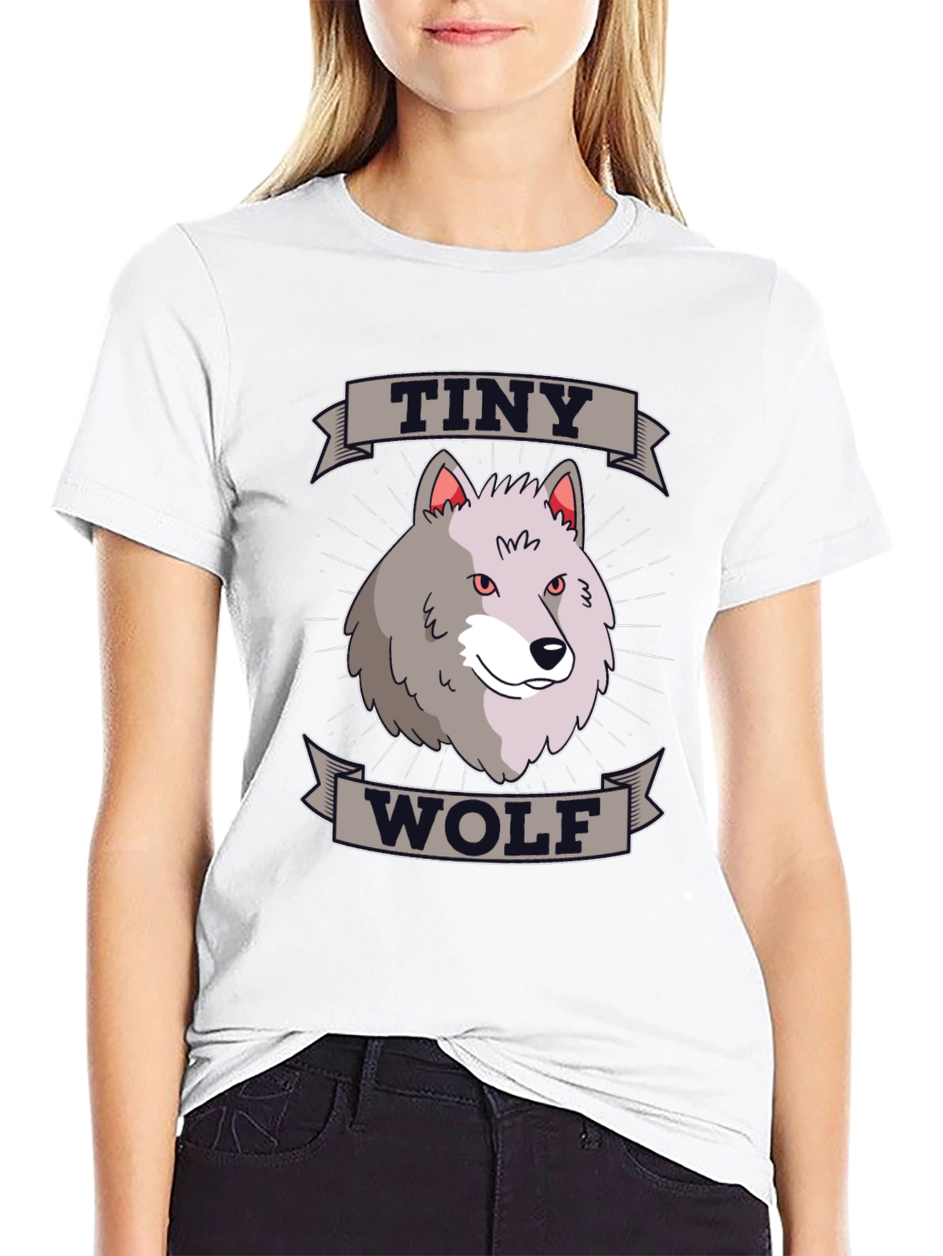Black Tiny Wolf Graphic T-Shirt - Black Cotton Blend Tee view 9