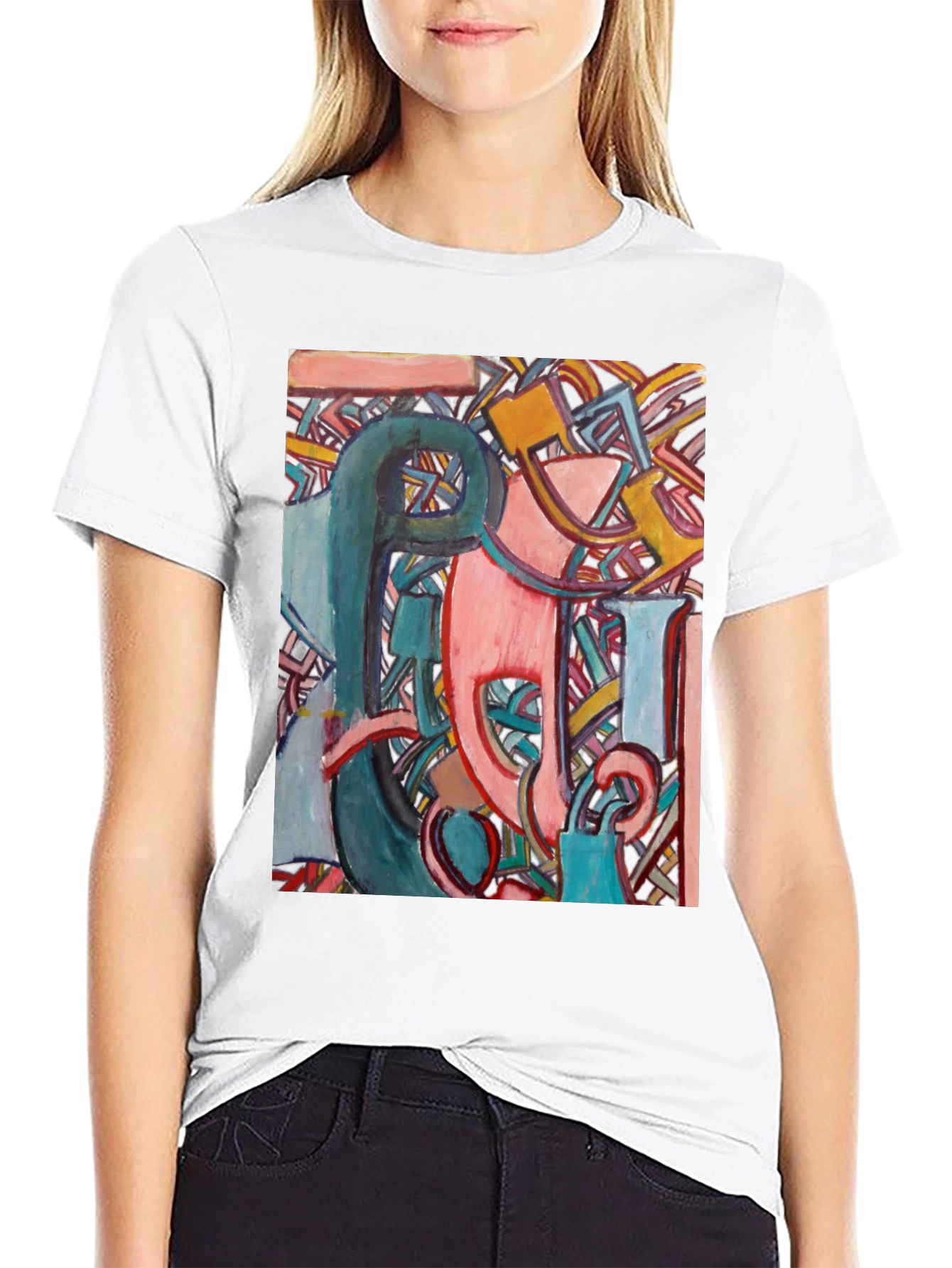 Black Abstract Art Graphic Print Men's Black T-Shirt view 9