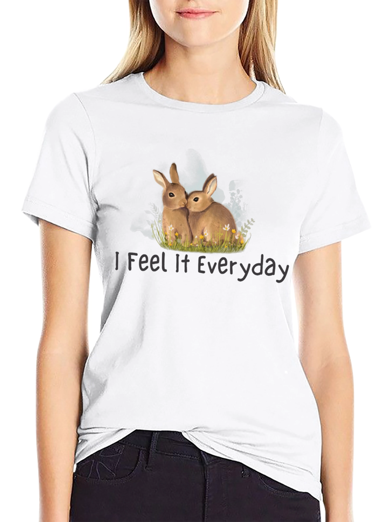 Black I Feel It Everyday Bunny T-Shirt view 9