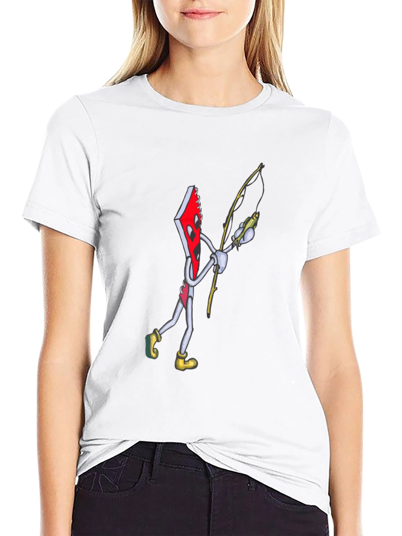 Black Notebook Fishing Cartoon Graphic T-Shirt view 9