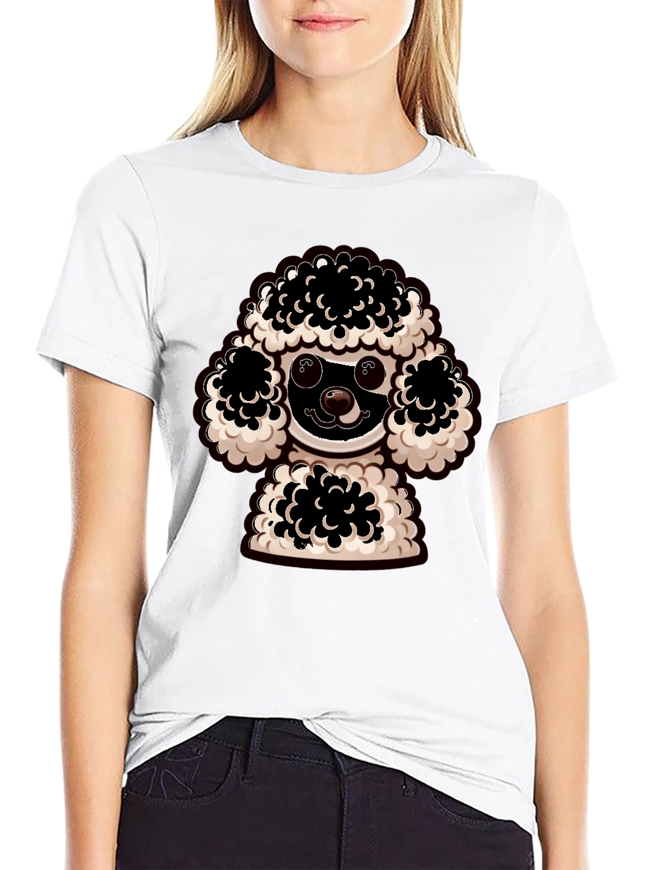 Black Poodle Graphic Tee - Black Cotton Comfort view 9