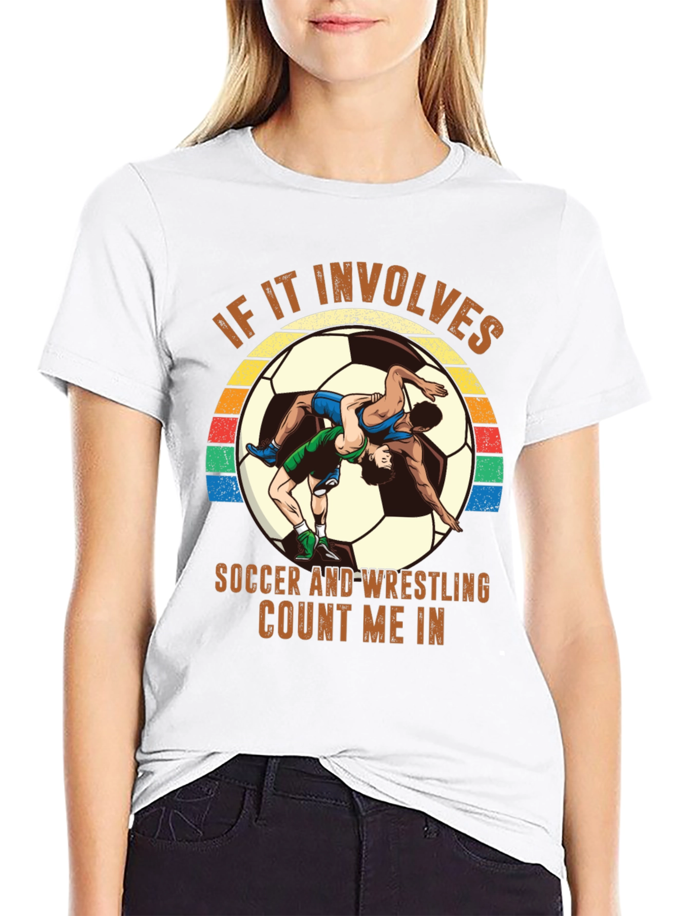 Black Soccer Wrestling T-Shirt - Count Me In! view 9