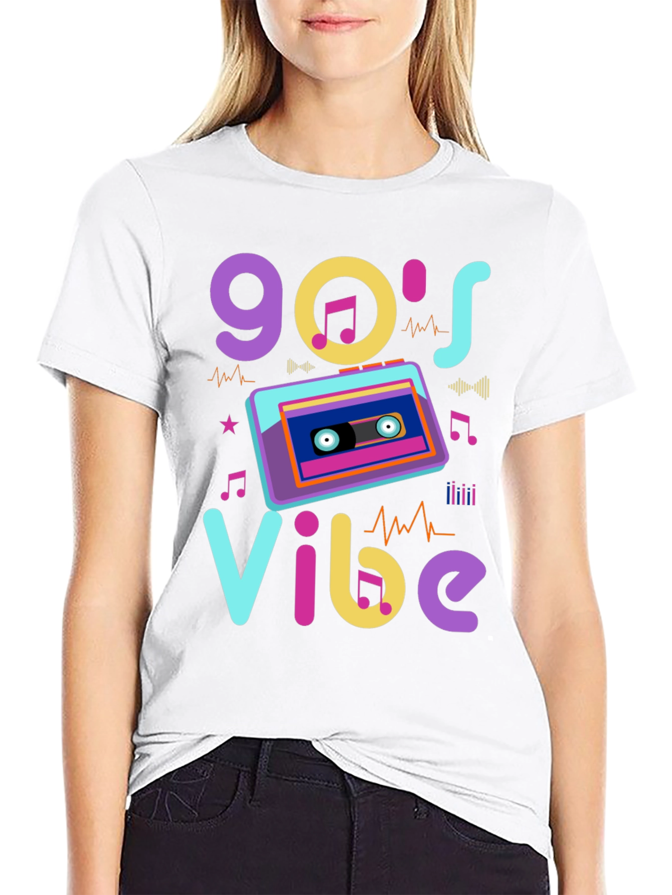90s Vibe Graphic Tee - Retro Cassette Design - 9