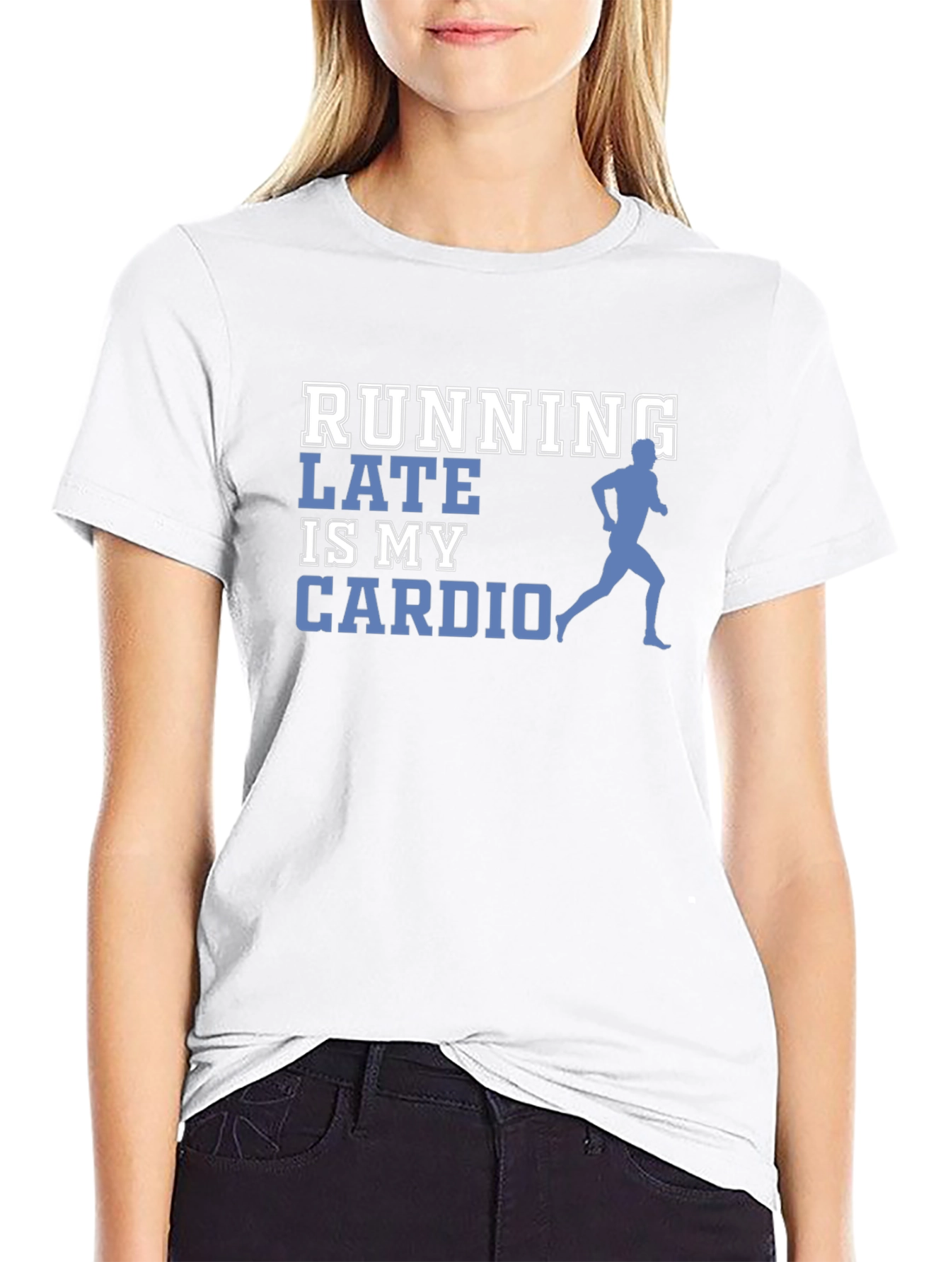 Black Running Late is My Cardio Graphic Tee view 9