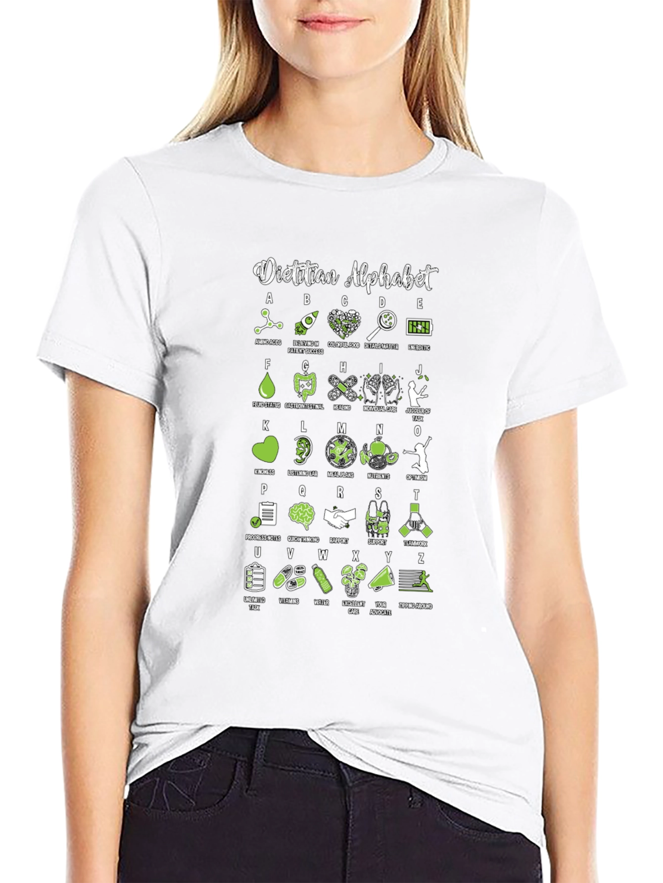 Black Dietitian Alphabet T-Shirt - Nutritionist ABCs view 9