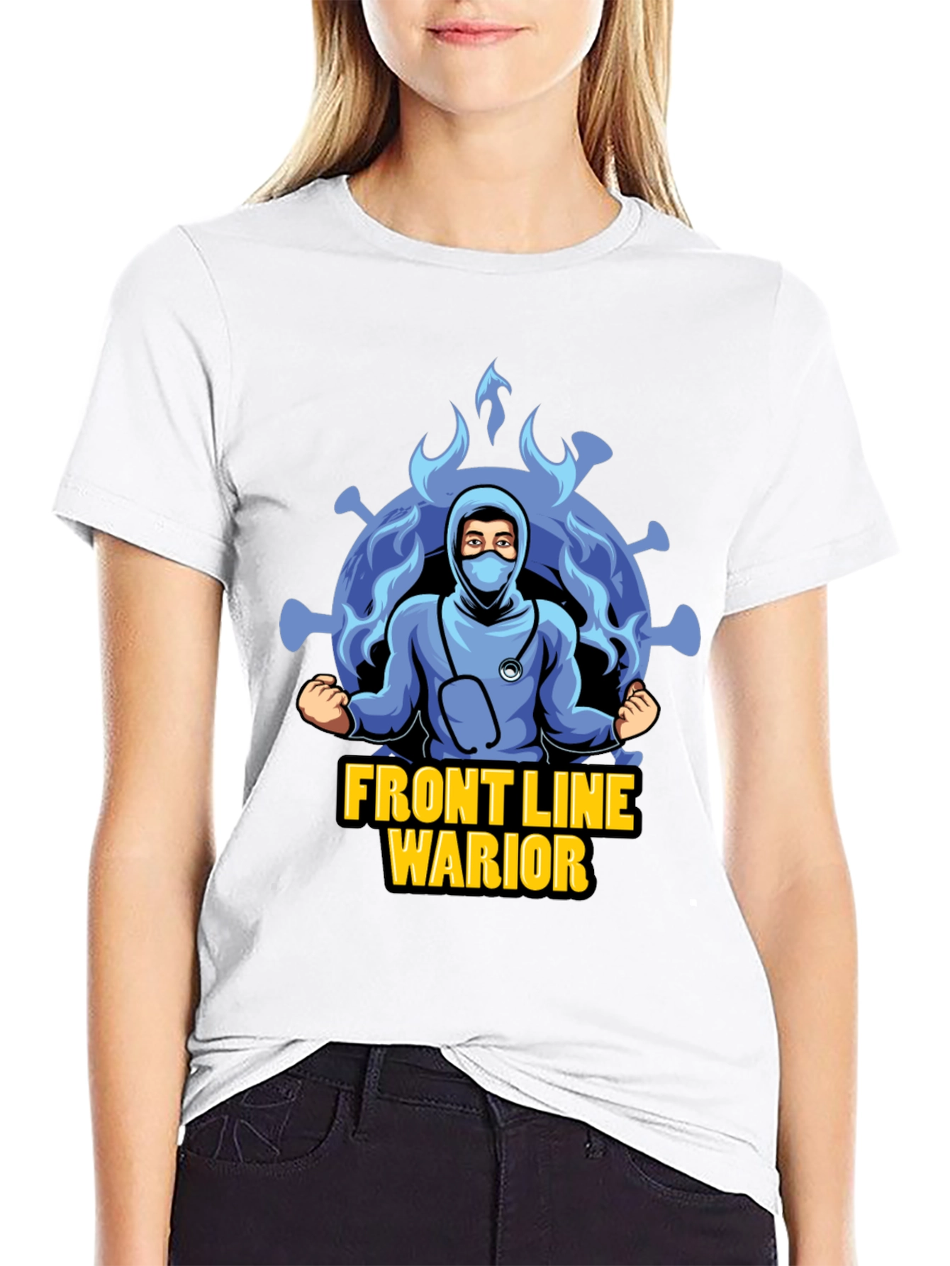 Black Front Line Warrior T-Shirt - Unisex Design view 9