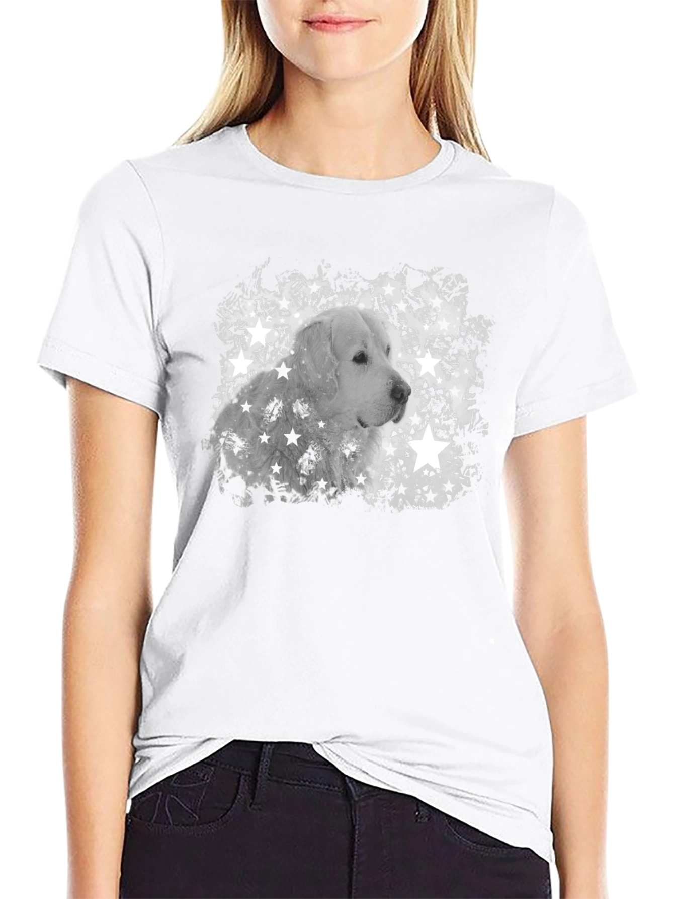 Black Dog Star T-Shirt - Black Crew Neck Tee view 9