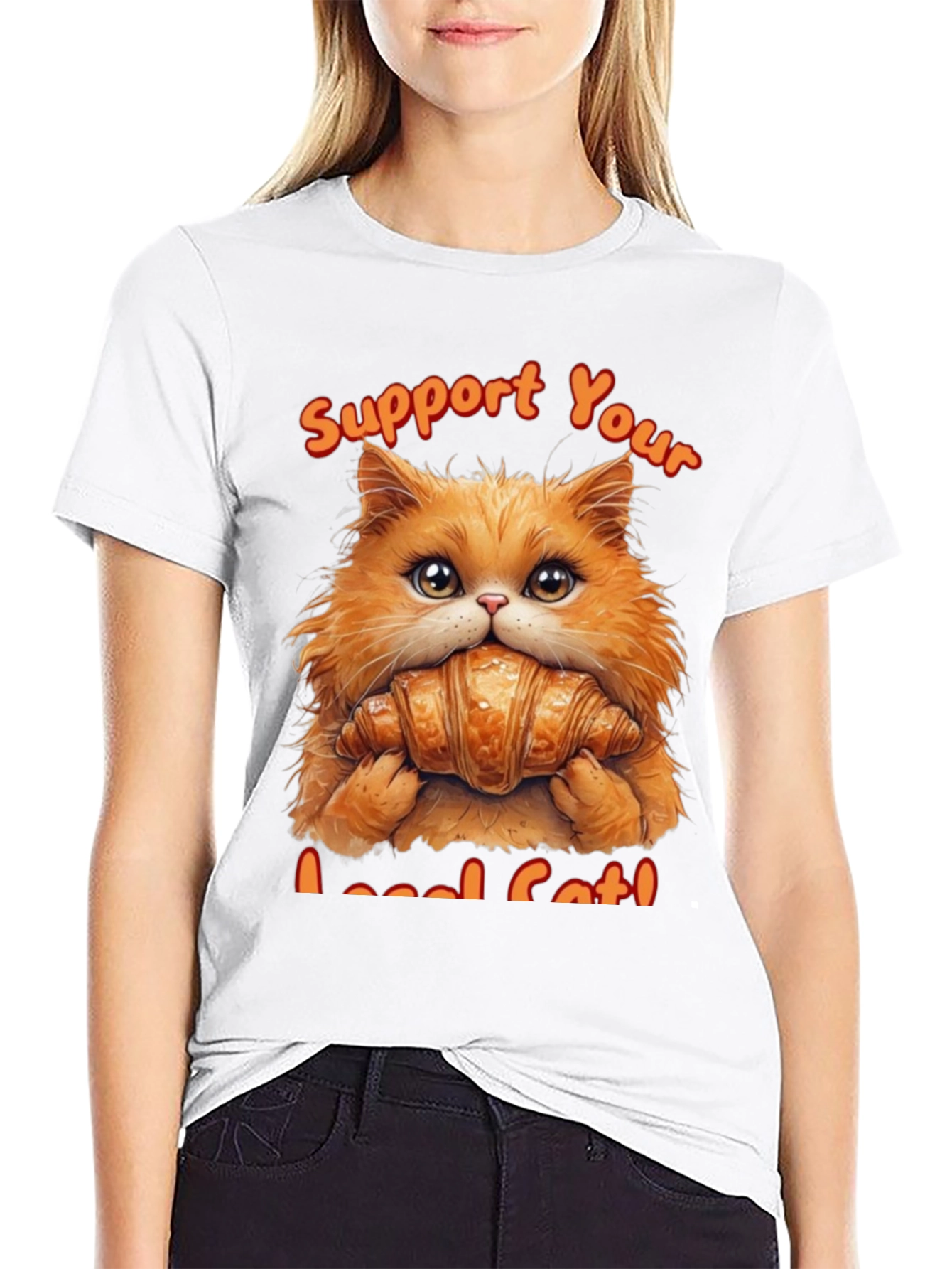 Black Support Your Local Cat T-Shirt view 9