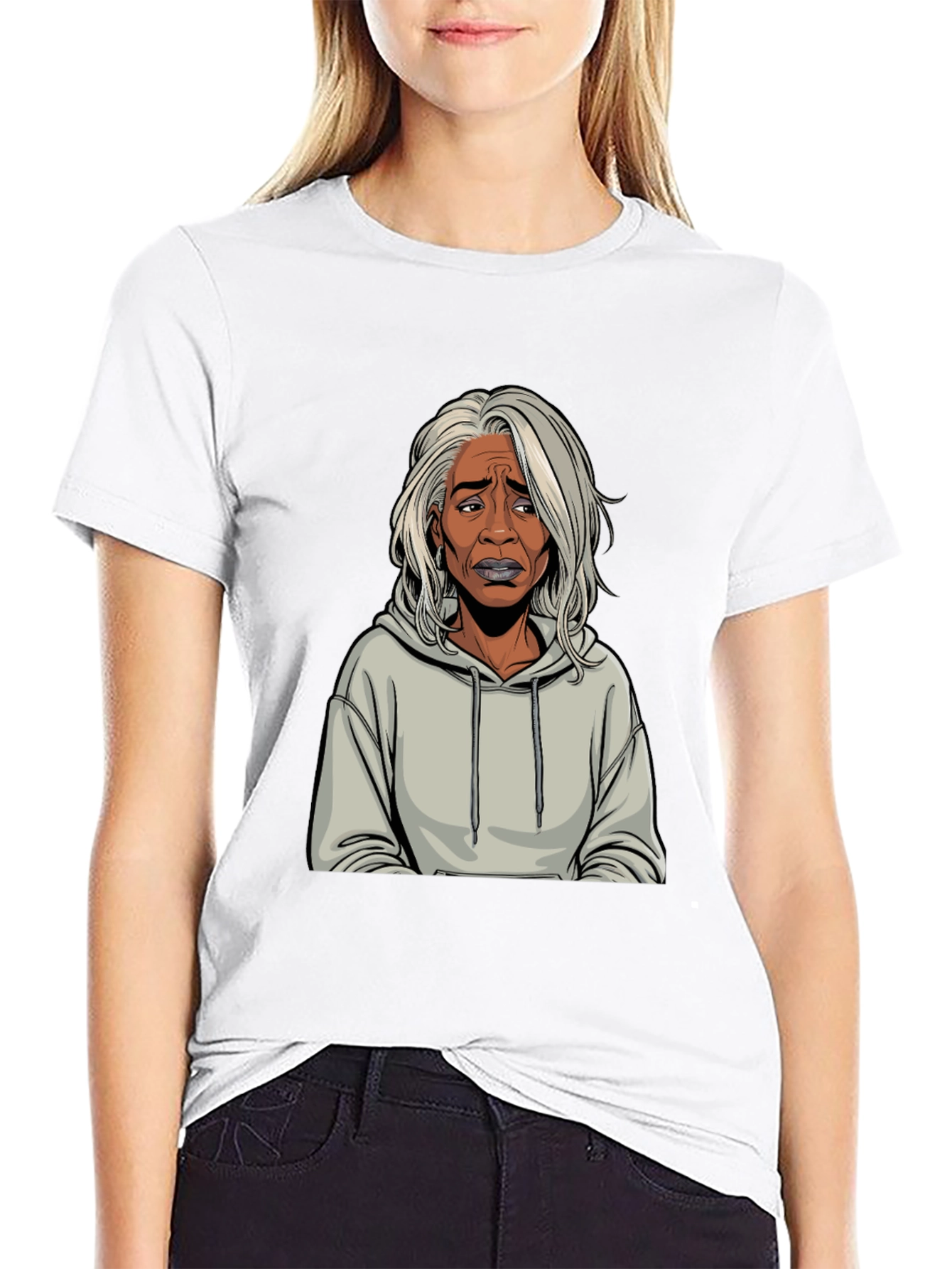 Black Cartoon Graphic Print Black T-Shirt view 9