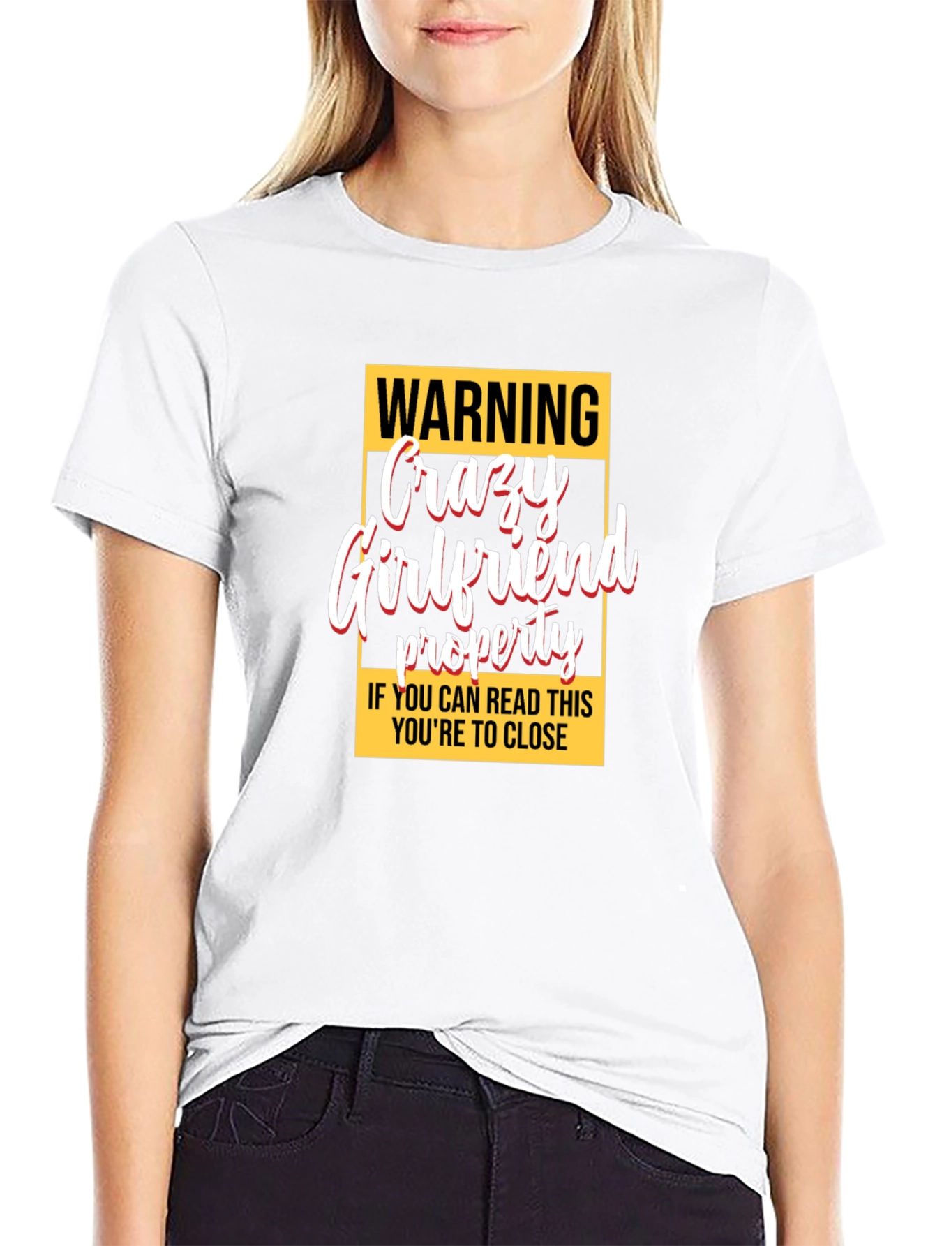 Black Warning Crazy Girlfriend Property Graphic Tee view 9