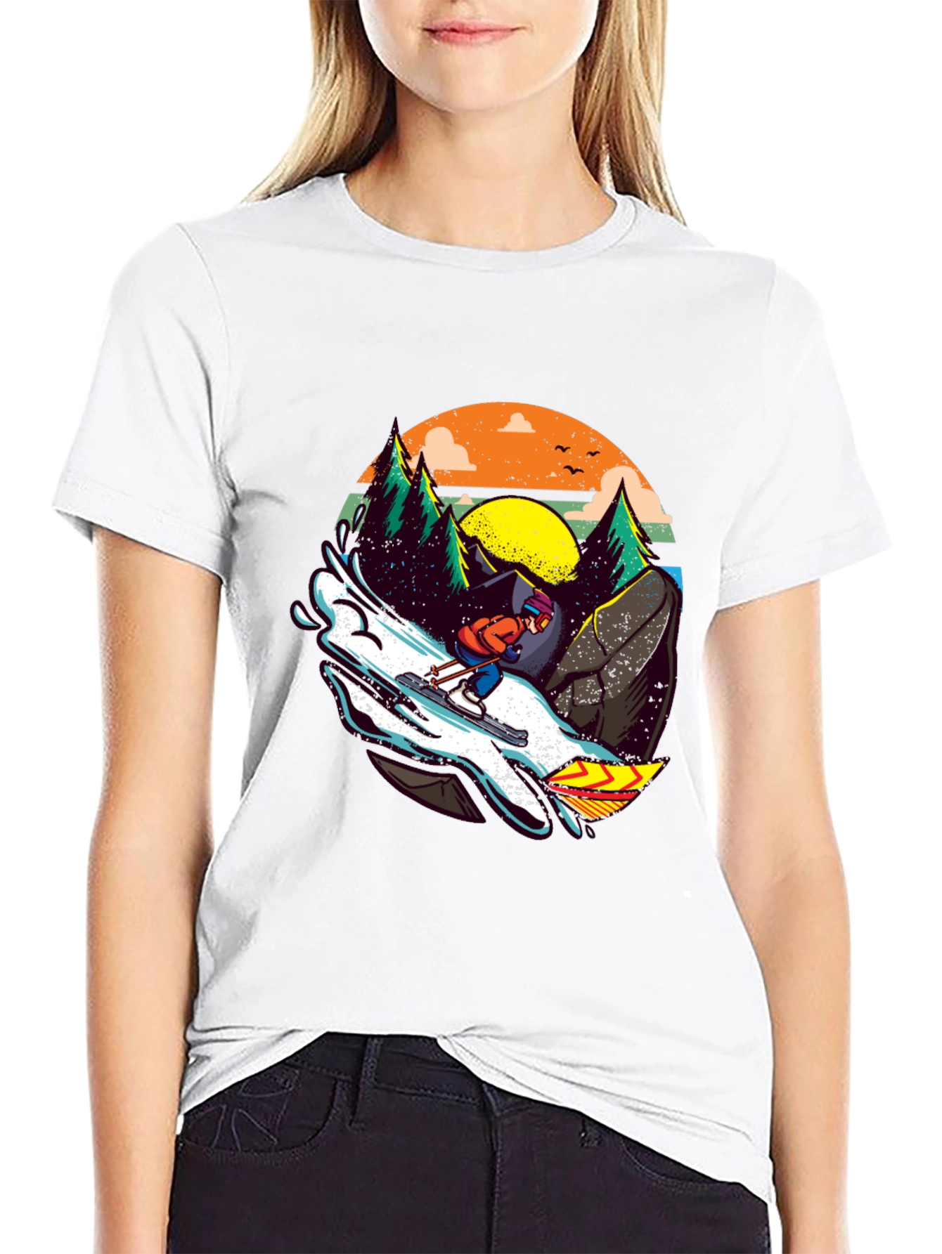 Black Skiing Adventure Graphic Tee view 9