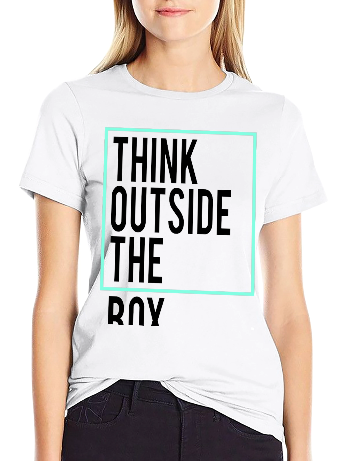 Black Think Outside The Box Tee - Unisex Black Cotton T-Shirt view 9
