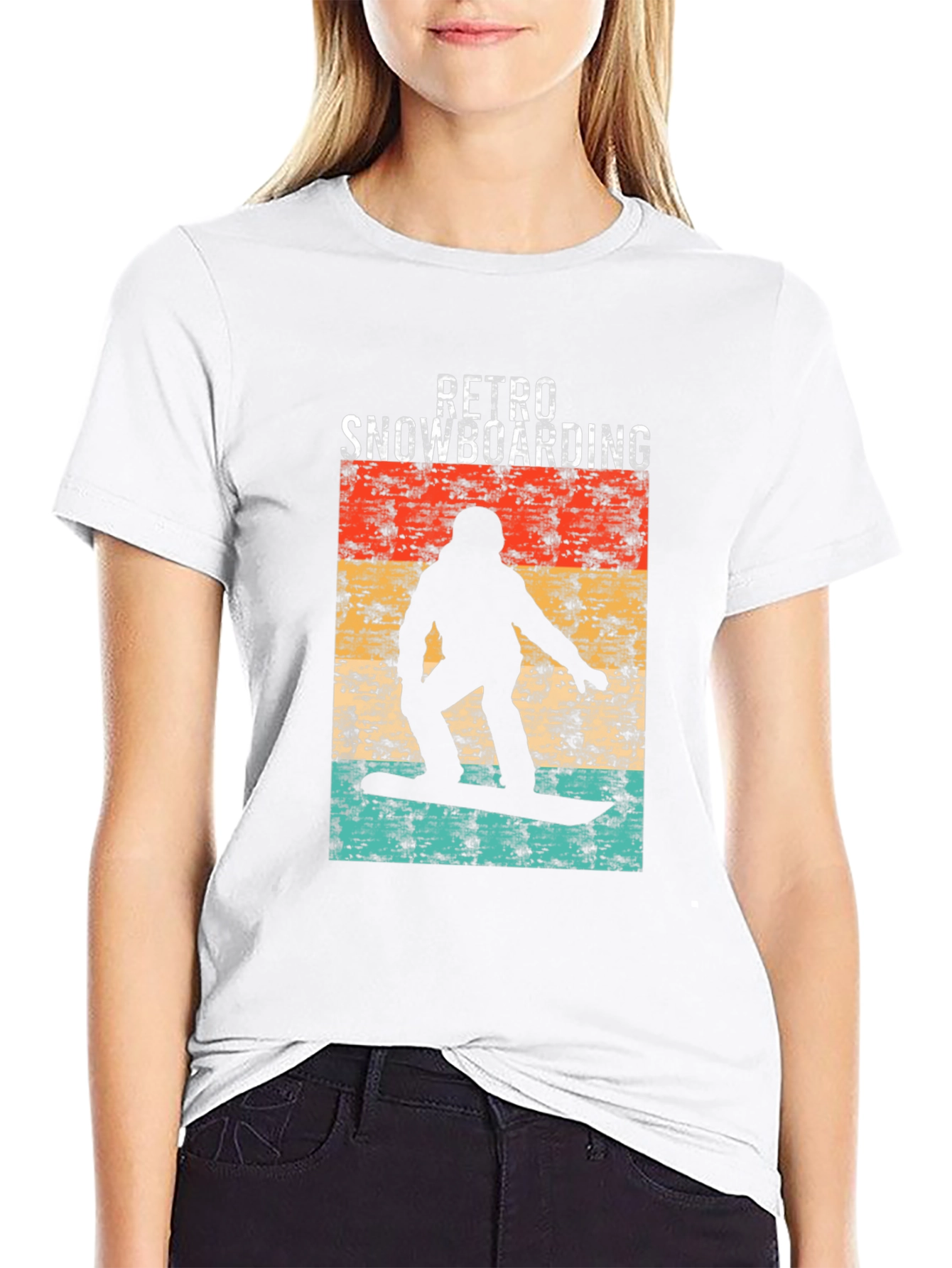 Black Retro Snowboarding Graphic Tee - Black view 9