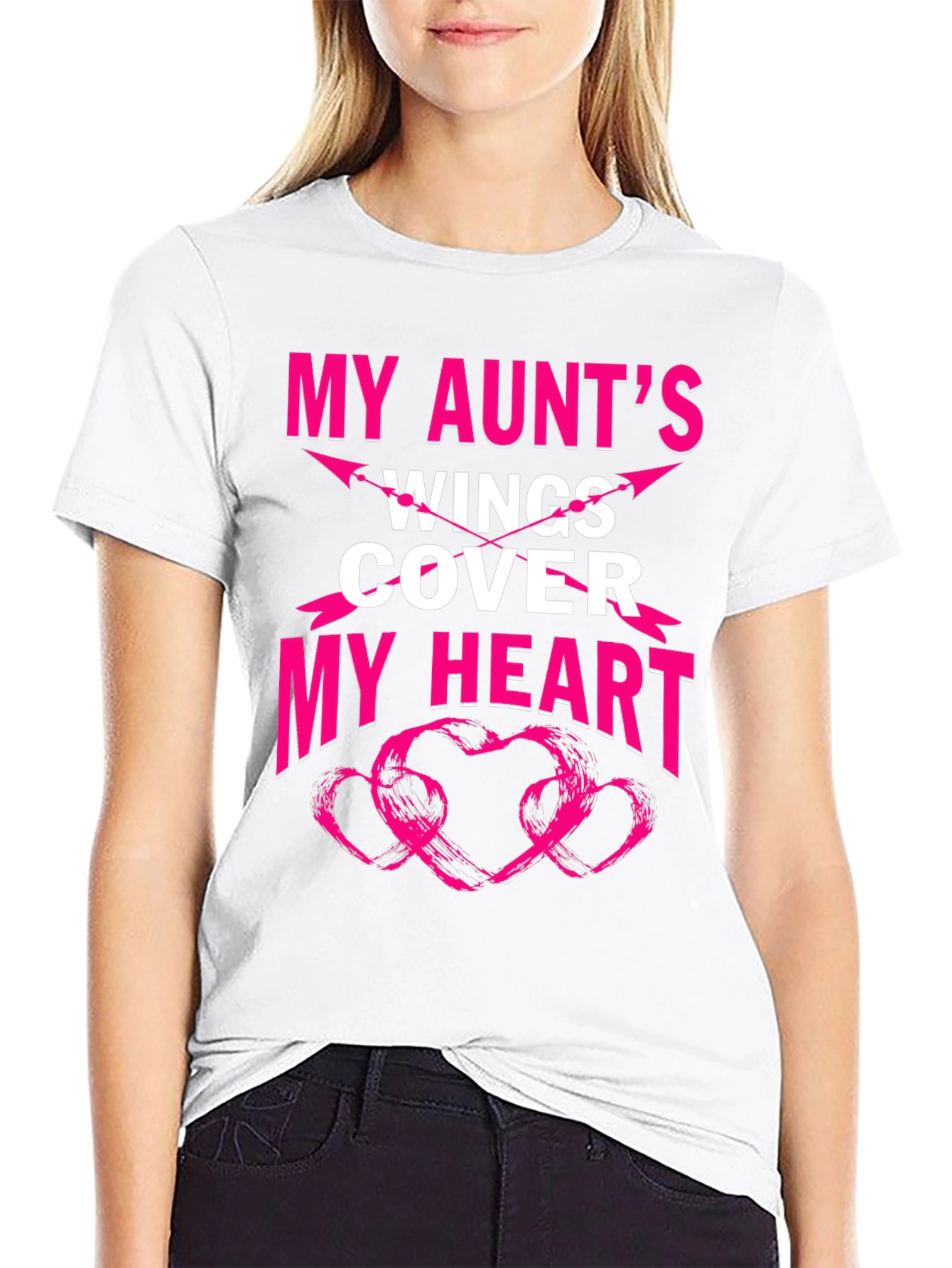 Black My Aunt's Wings Cover My Heart Graphic T-Shirt view 9