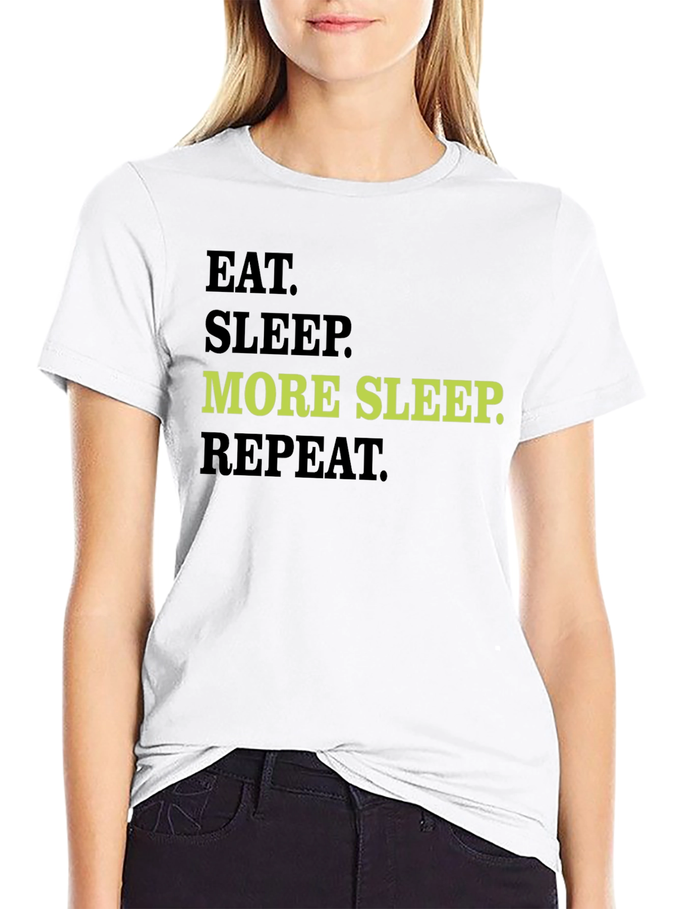 Black Eat Sleep More Sleep Repeat Graphic Tee view 9