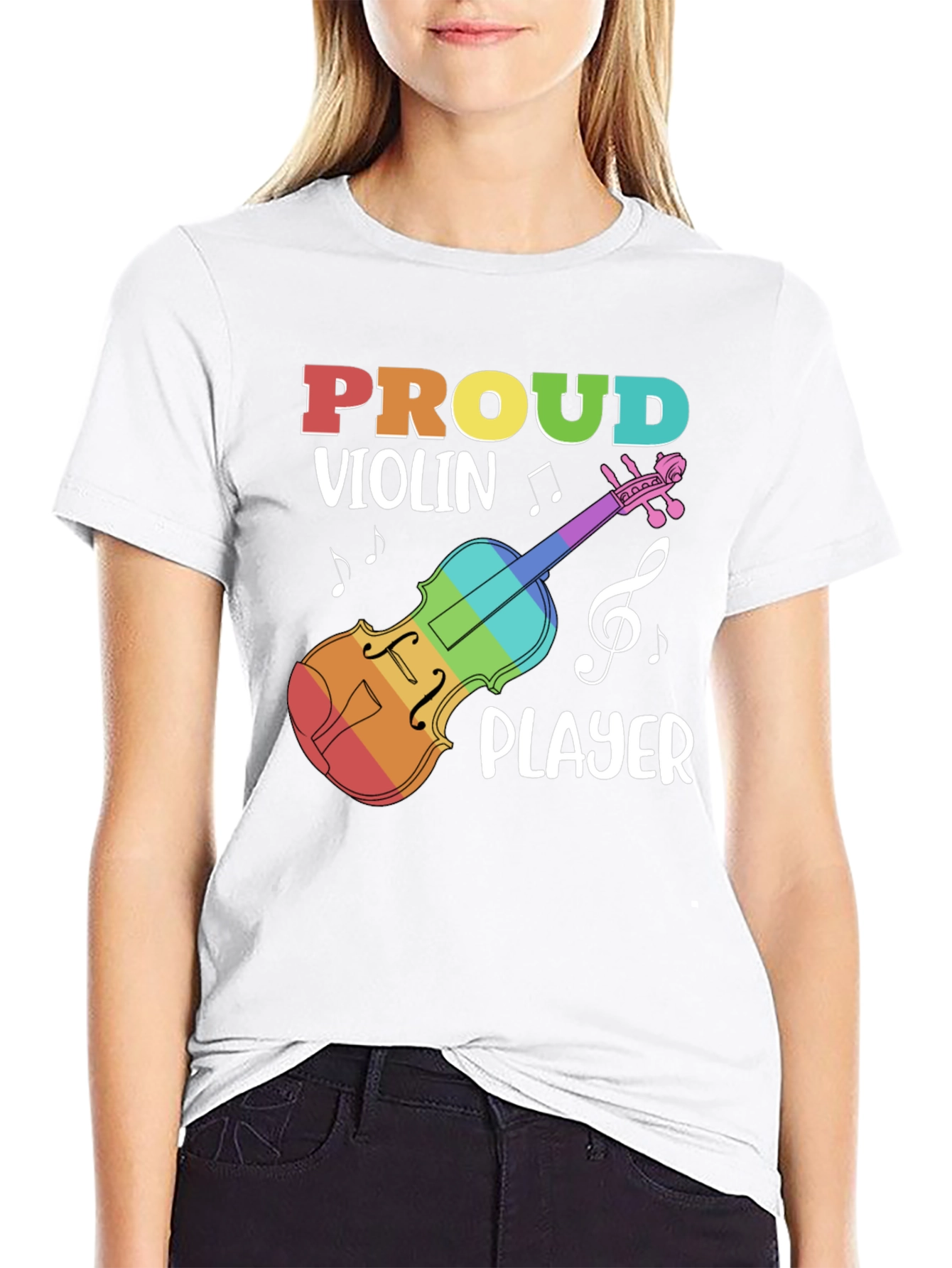 Black Proud Violin Player Black T-Shirt view 9