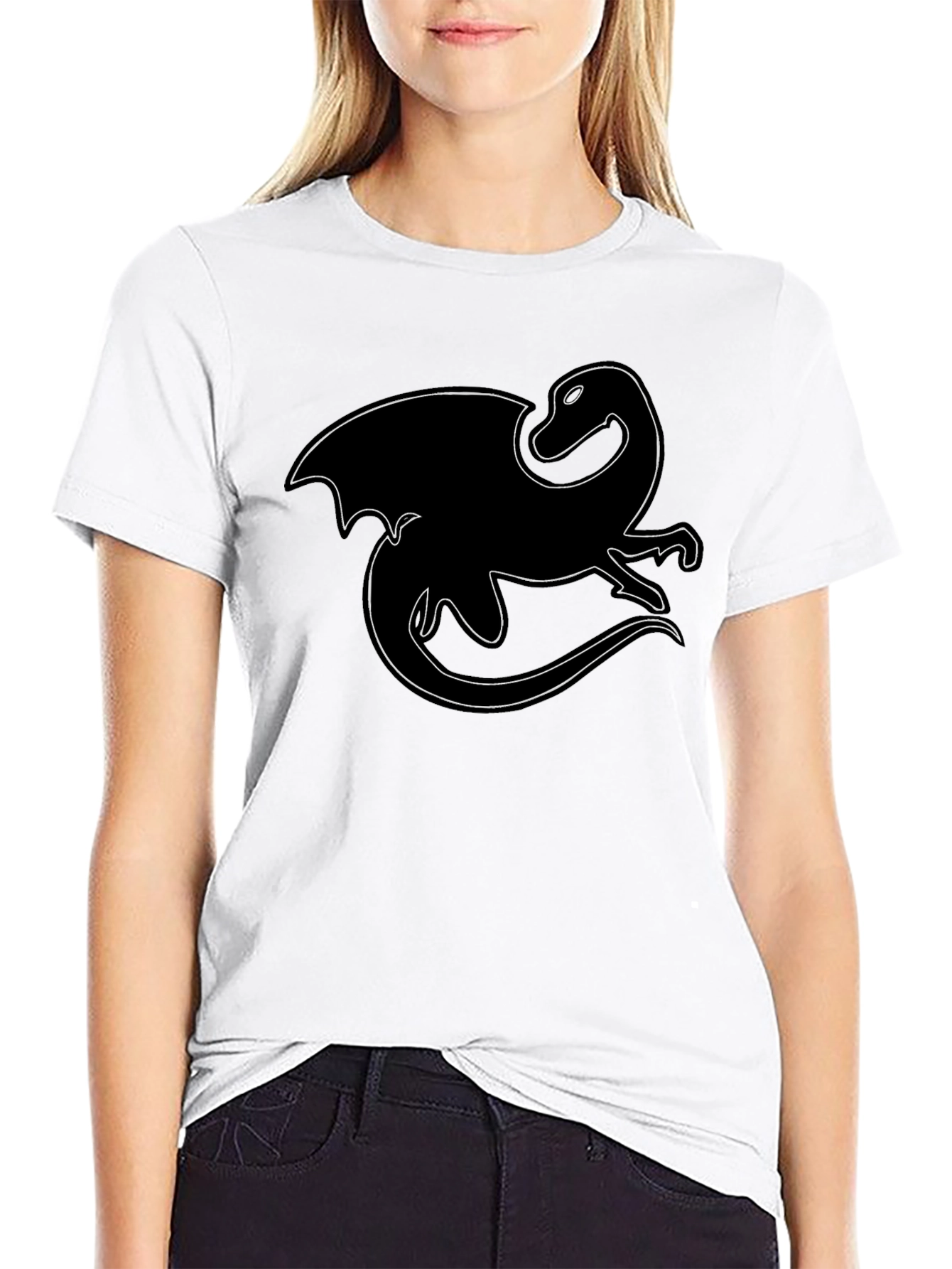 Black Dragon Outline Black T-Shirt view 9