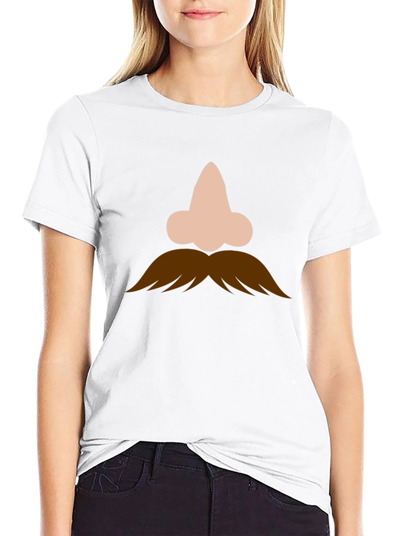 Black Funny Nose and Mustache Graphic Tee view 9