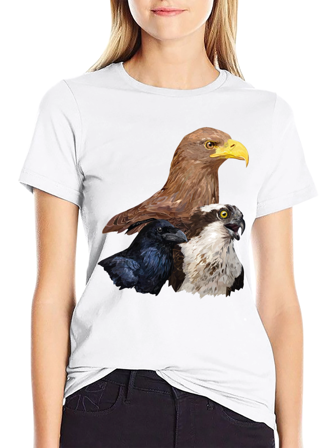 Black Men's Eagle, Raven, Osprey Graphic Print T-Shirt view 9
