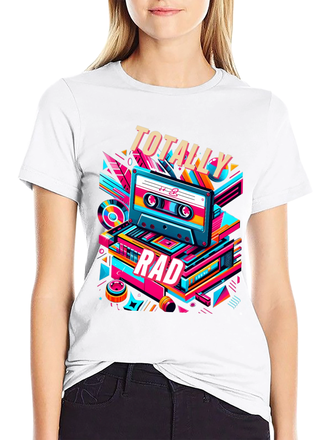 Black Totally Rad Retro Cassette T-Shirt view 9